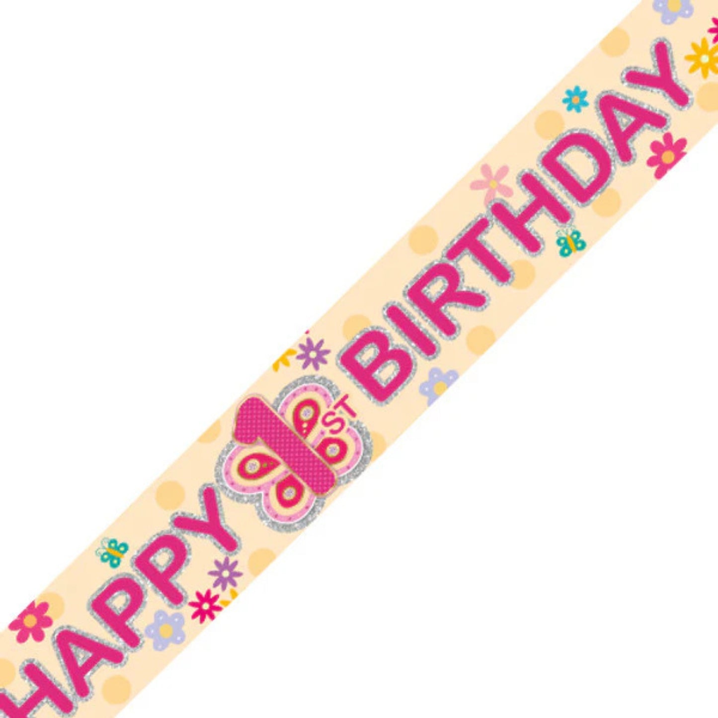 9ft / 2.7m GIRLS 1ST BIRTHDAY BANNER