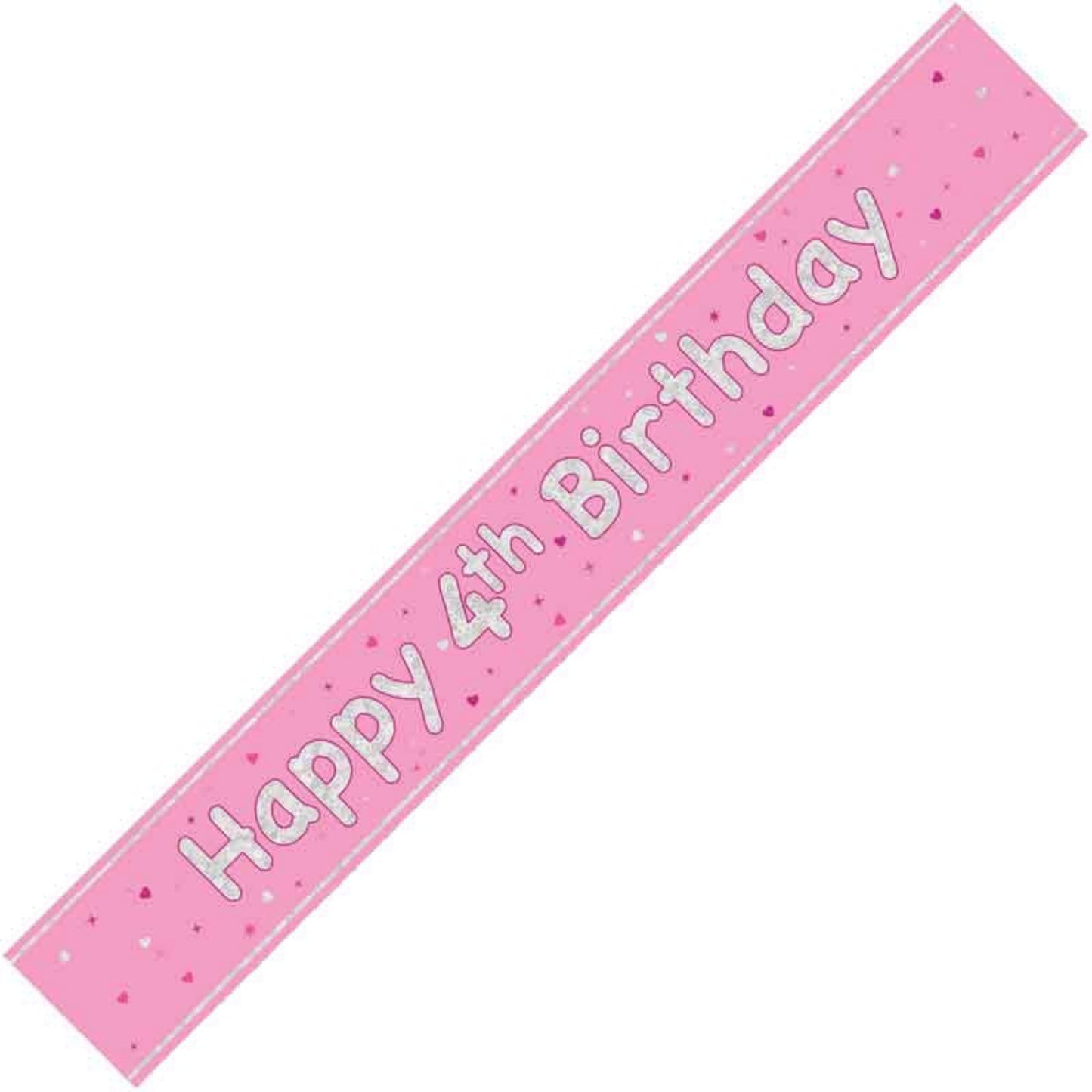 9ft / 2.7m GLITZ PINK 4TH BIRTHDAY BANNER