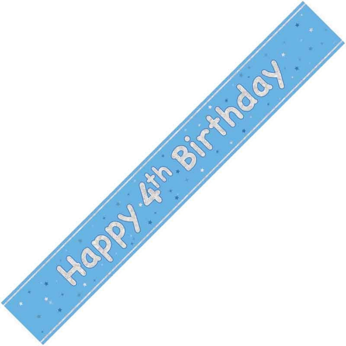 9ft / 2.7m GLITZ BLUE 4TH BIRTHDAY BANNER