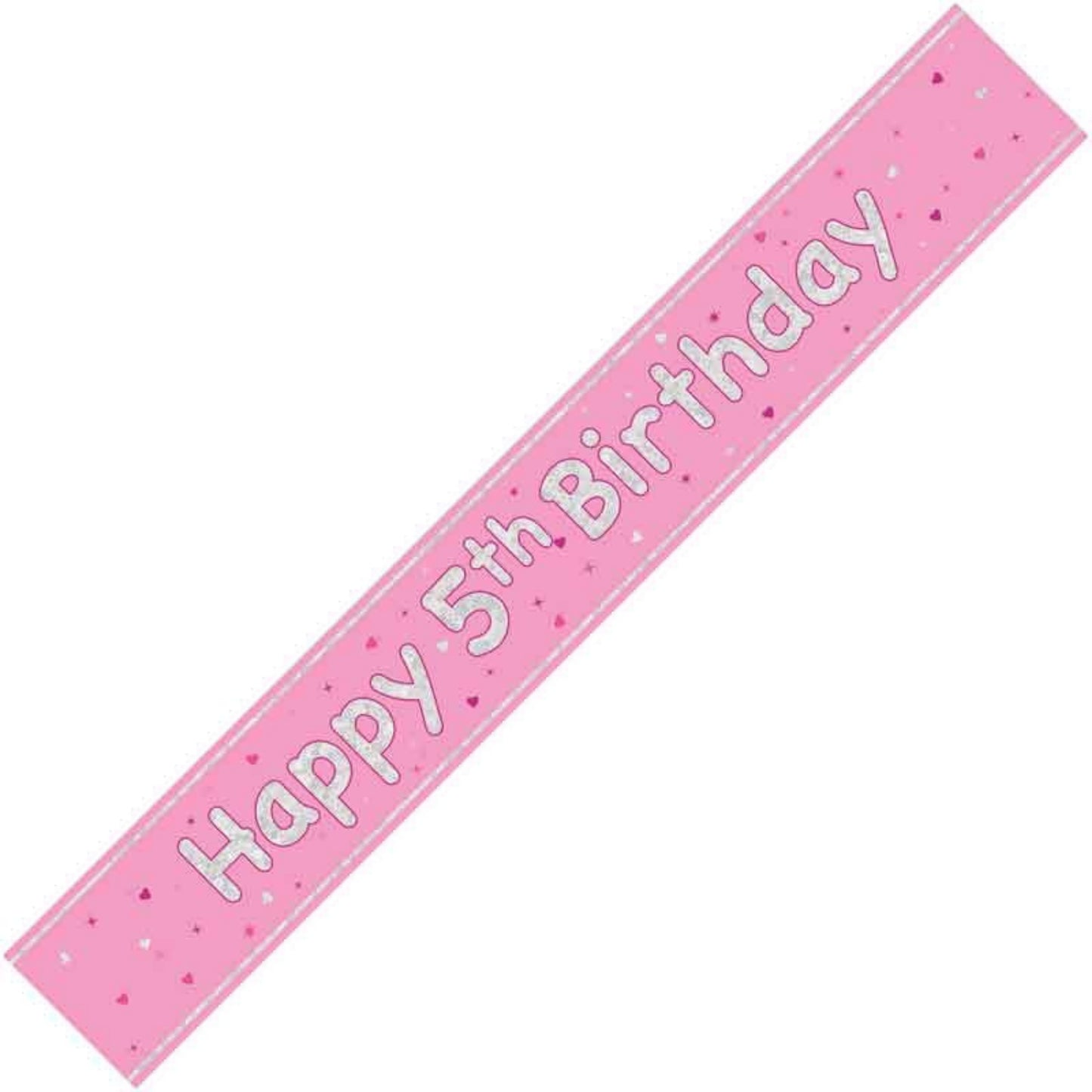 9ft / 2.7m GLITZ PINK 5TH BIRTHDAY BANNER