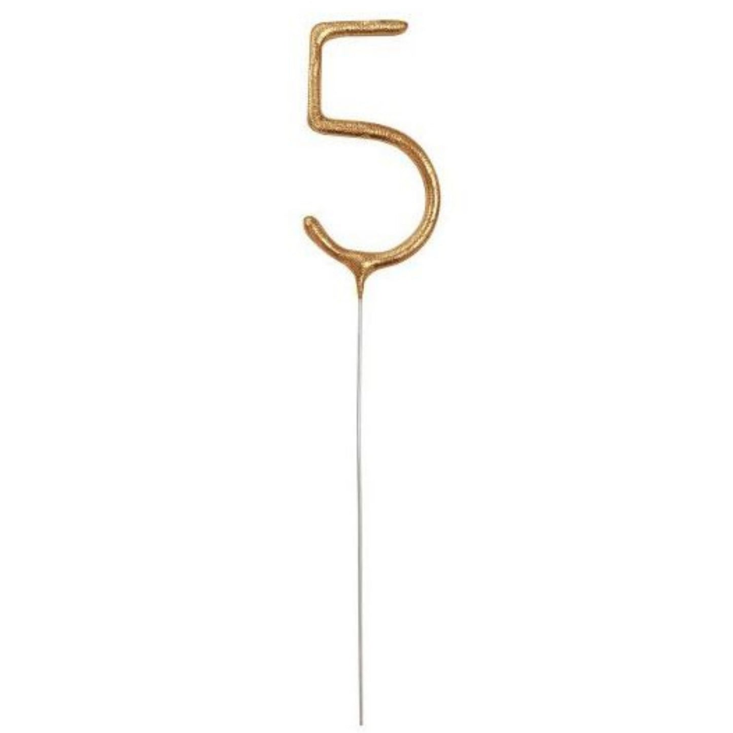 7"/ 18cm NUMERAL 5 GOLD GLITZ SPARKLER CANDLE