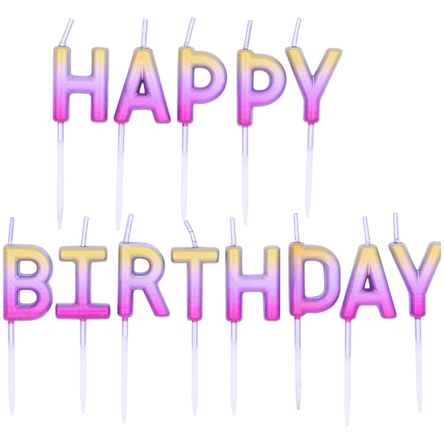 5"/ 13cm ROSE GOLD OMBRE "HAPPY BIRTHDAY" CANDLES