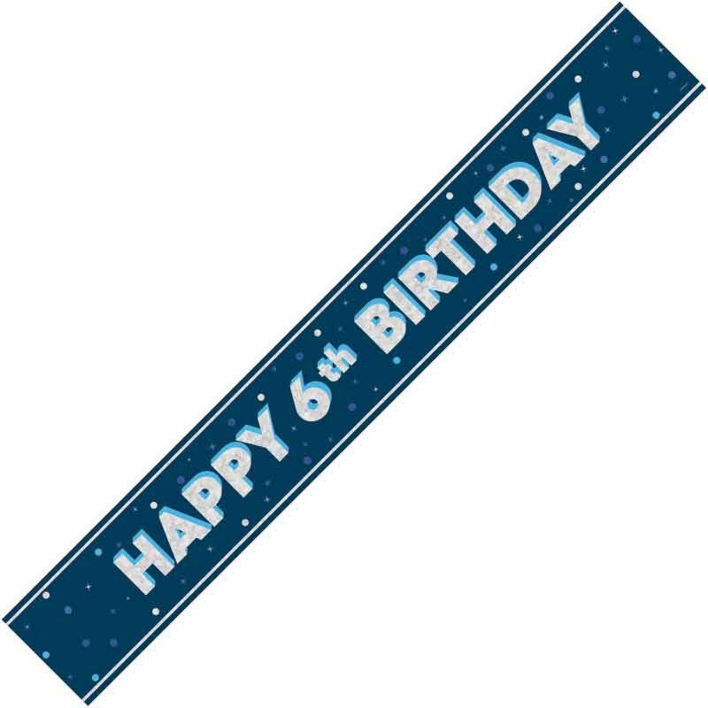 9ft / 2.7m GLITZ BLUE 6TH BIRTHDAY BANNER
