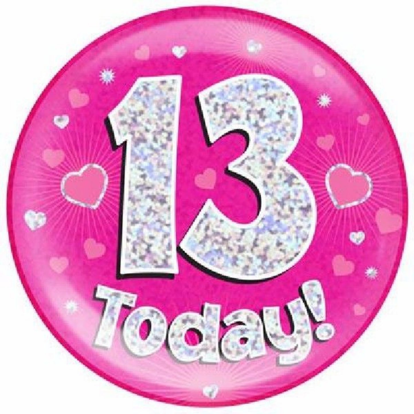 6"/ 14.5cm 13 TODAY PINK JUMBO BADGE
