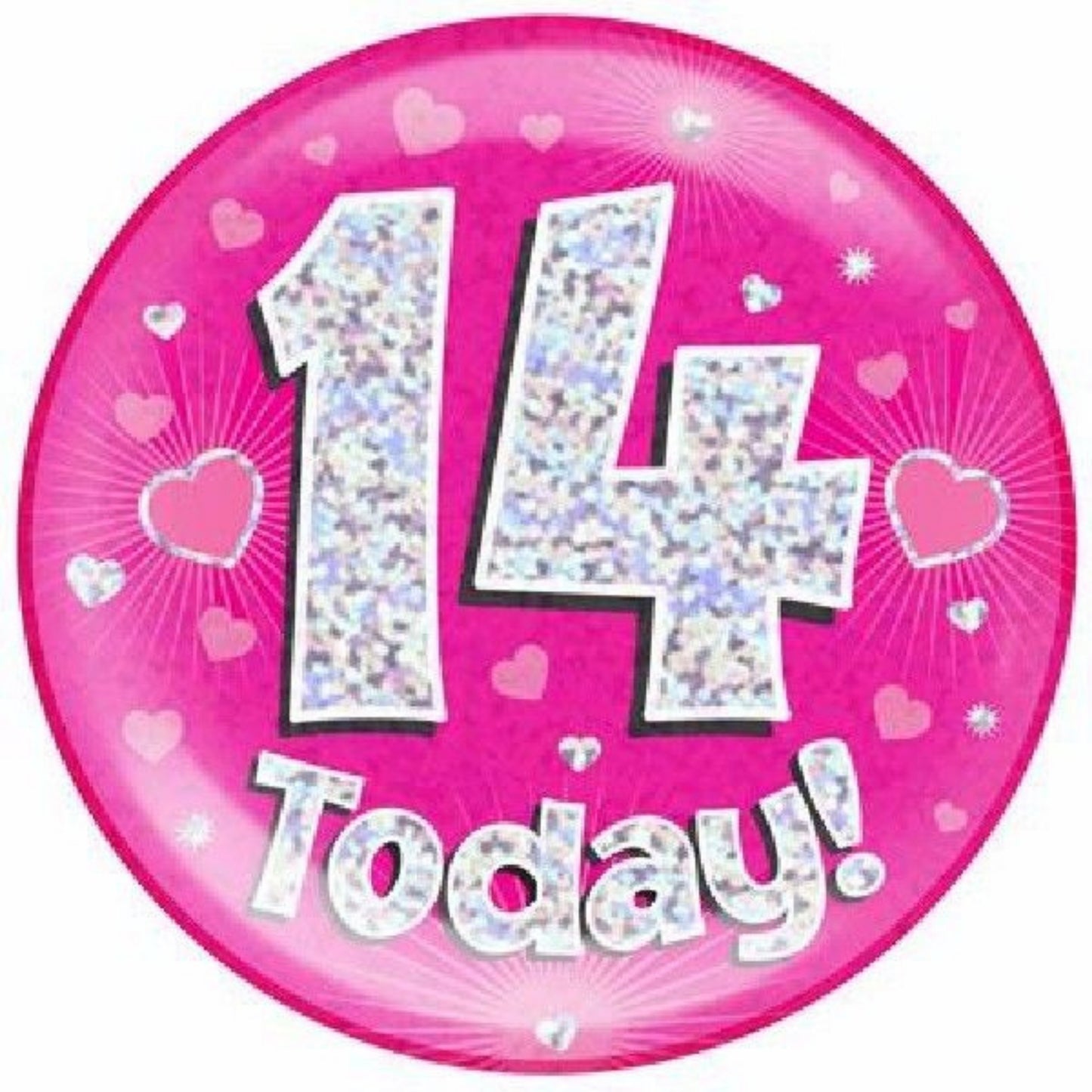 6"/ 14.5cm 14 TODAY PINK JUMBO BADGE