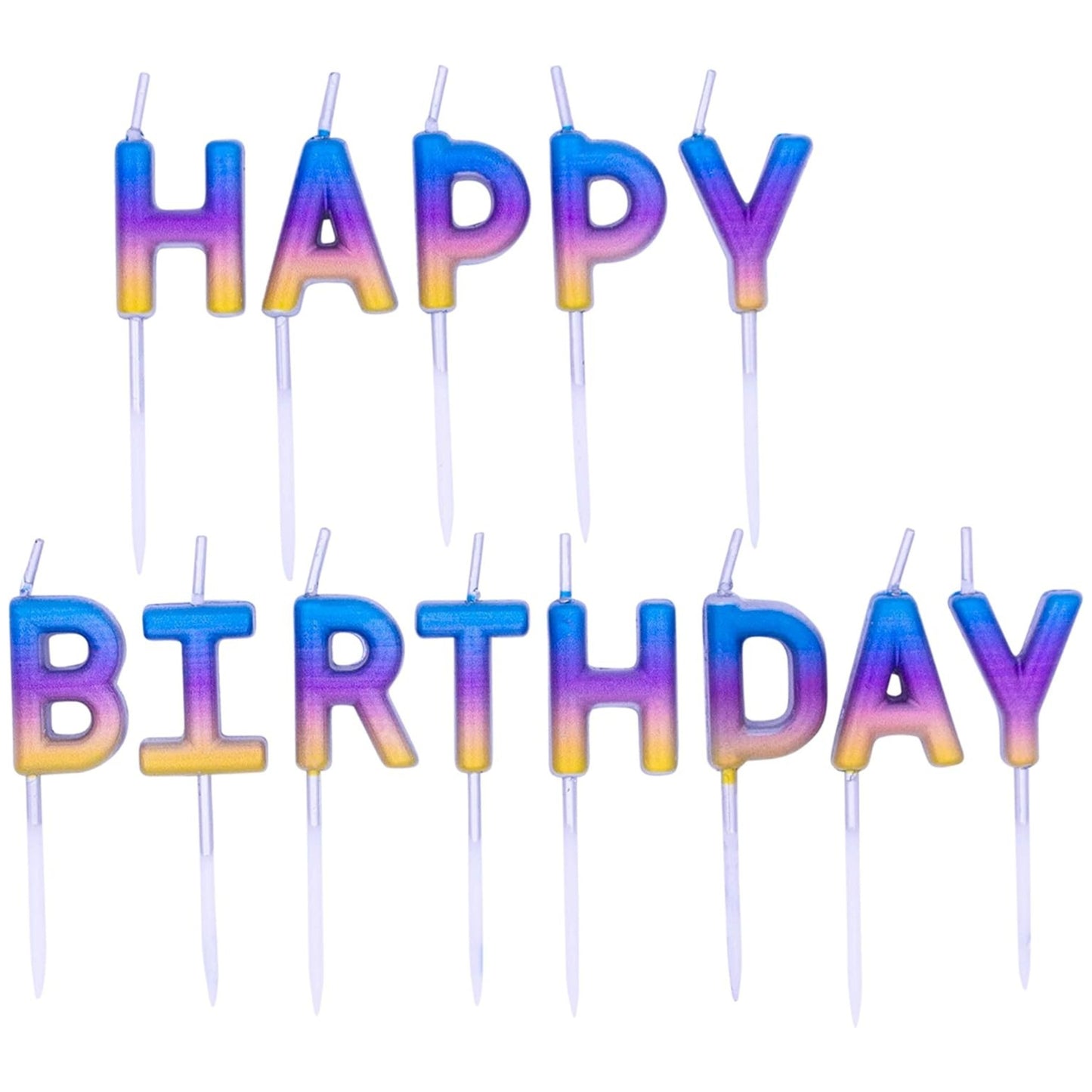 5"/ 13cm RAINBOW OMBRE "HAPPY BIRTHDAY" CANDLES