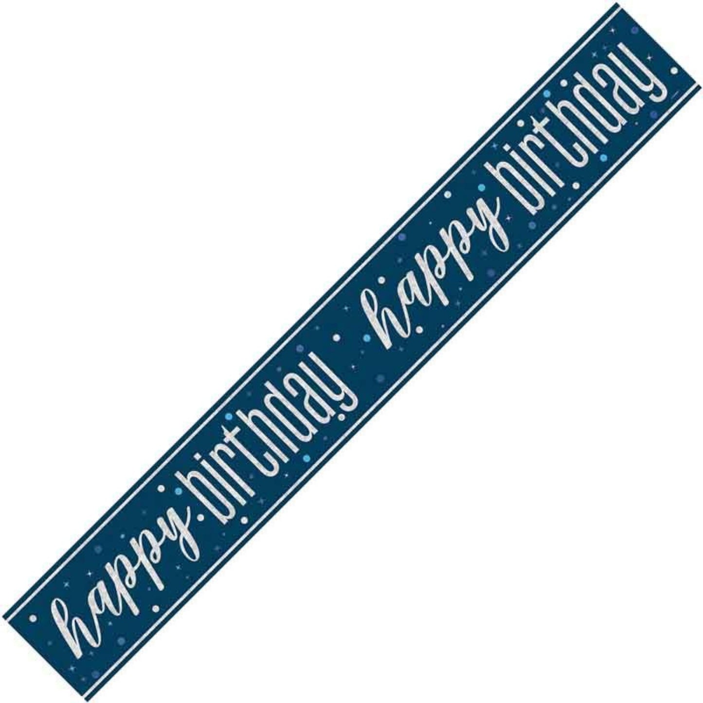 9ft / 2.7m GLITZ BLUE HAPPY BIRTHDAY BANNER