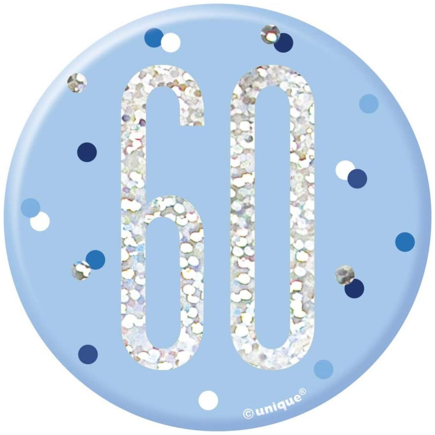 3"/ 8cm GLITZ BLUE 60th BIRTHDAY BADGE