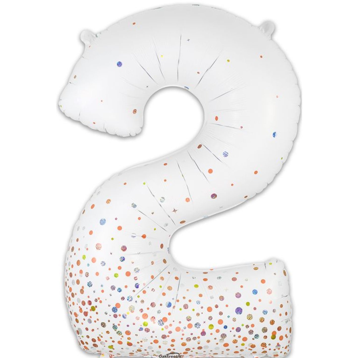 34"/ 86cm SPARKLING FIZZ HOLOGRAPHIC ROSE GOLD GIANT NUMBER '2' FOIL BALLOON