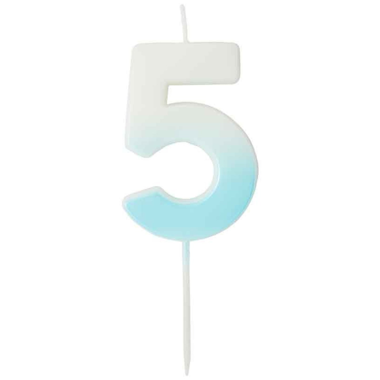 2.4"/ 6.2cm BLUE OMBRE NUMBER '5' CANDLE