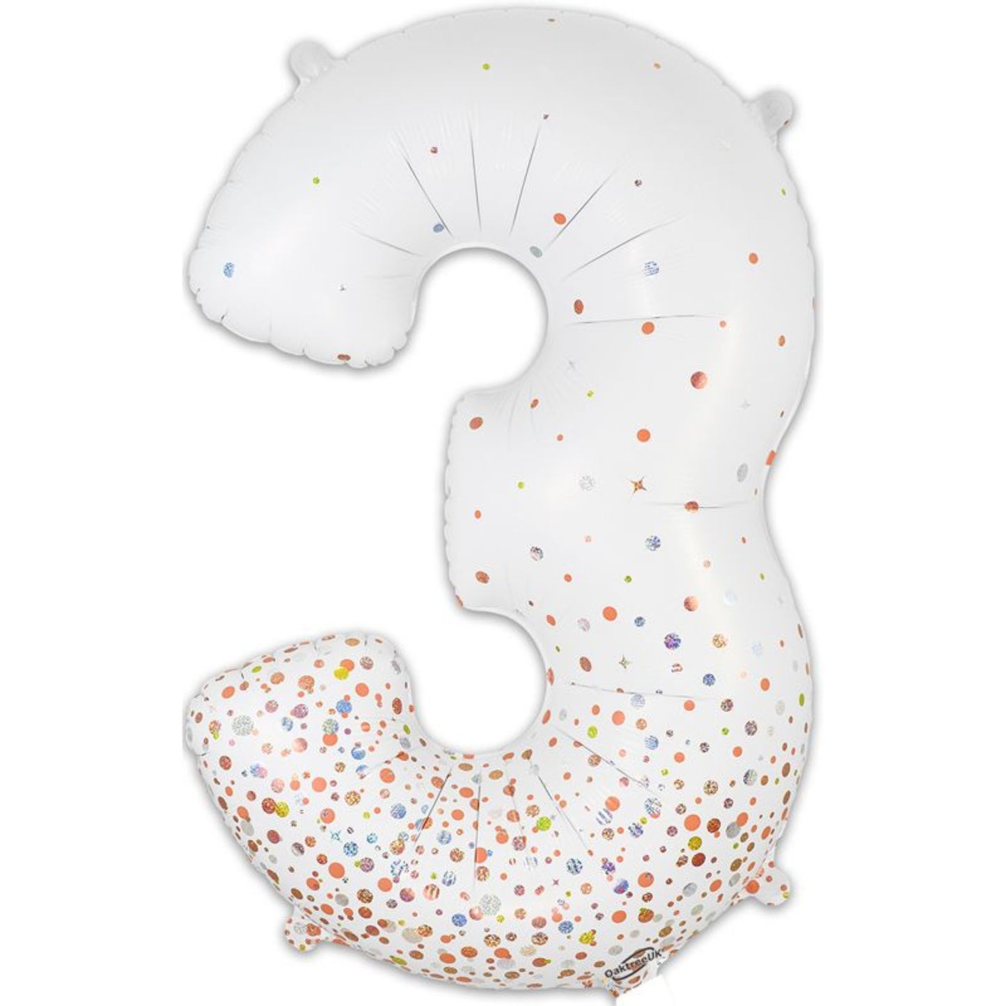 34"/ 86cm SPARKLING FIZZ HOLOGRAPHIC ROSE GOLD GIANT NUMBER '3' FOIL BALLOON