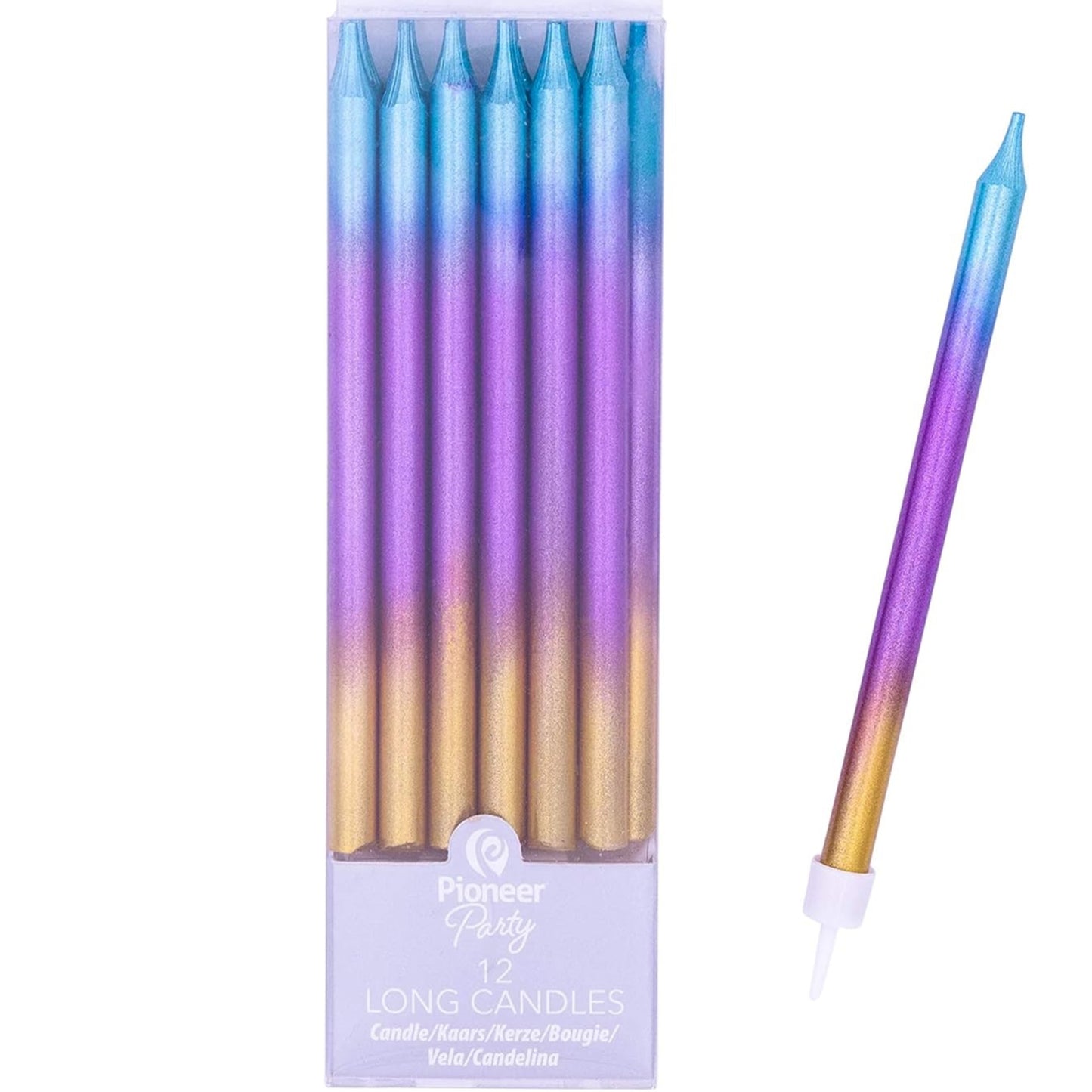 5"/ 13cm RAINBOW OMBRE LONG CANDLES (12 PACK)