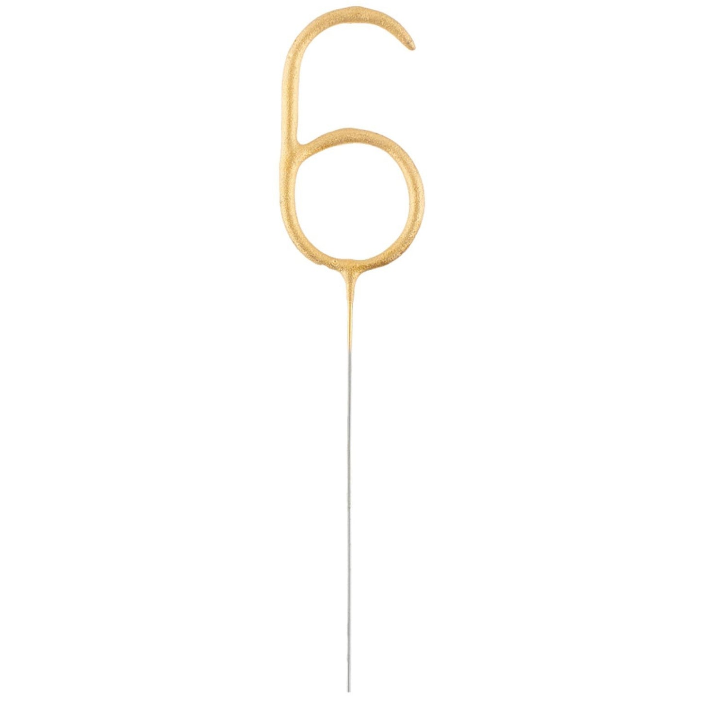 7"/ 18cm NUMERAL 6 GOLD GLITZ SPARKLER CANDLE