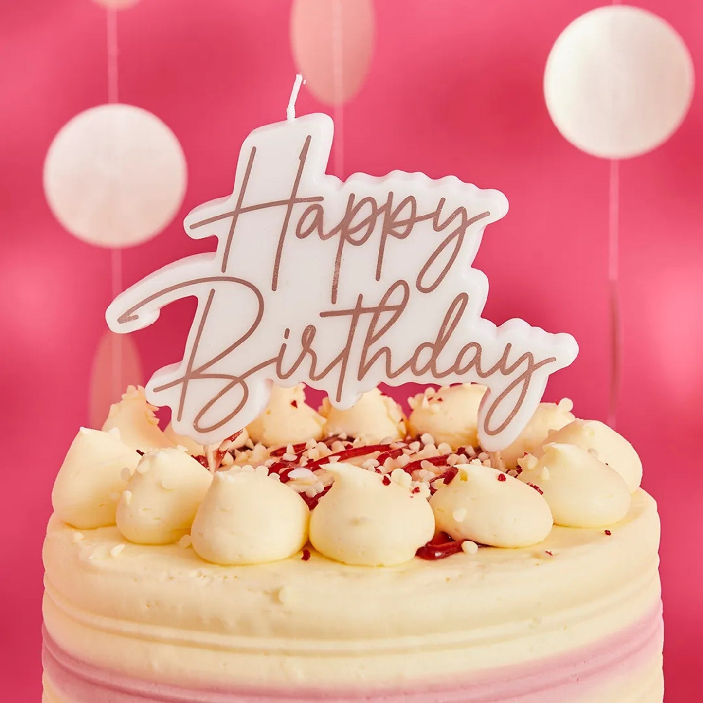7"/ 18.5cm ROSE GOLD HAPPY BIRTHDAY CANDLE