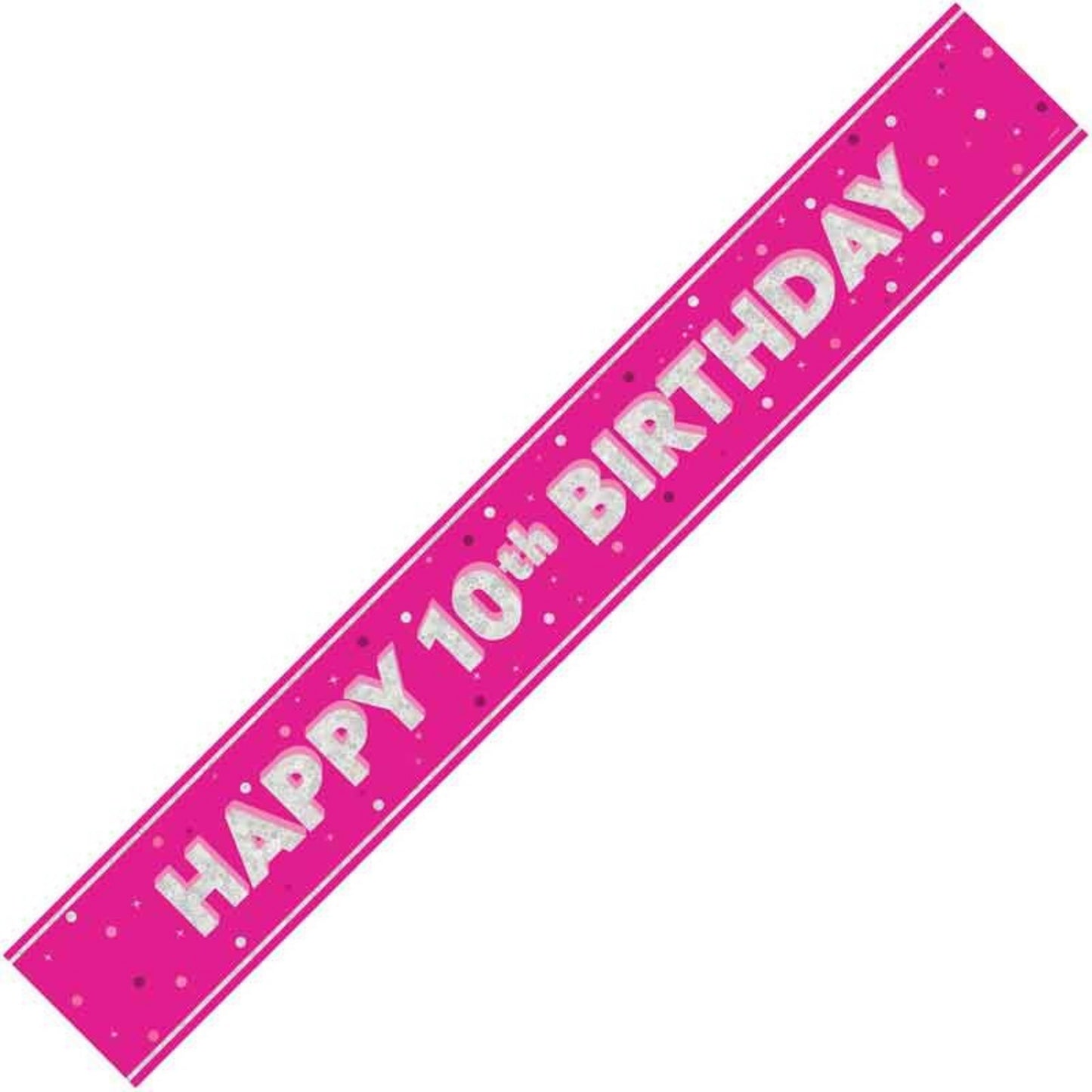 9ft / 2.7m GLITZ PINK 10TH BIRTHDAY BANNER