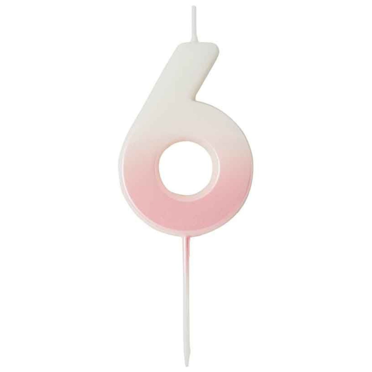 2.4"/ 6.2cm PINK OMBRE NUMBER '6' CANDLE