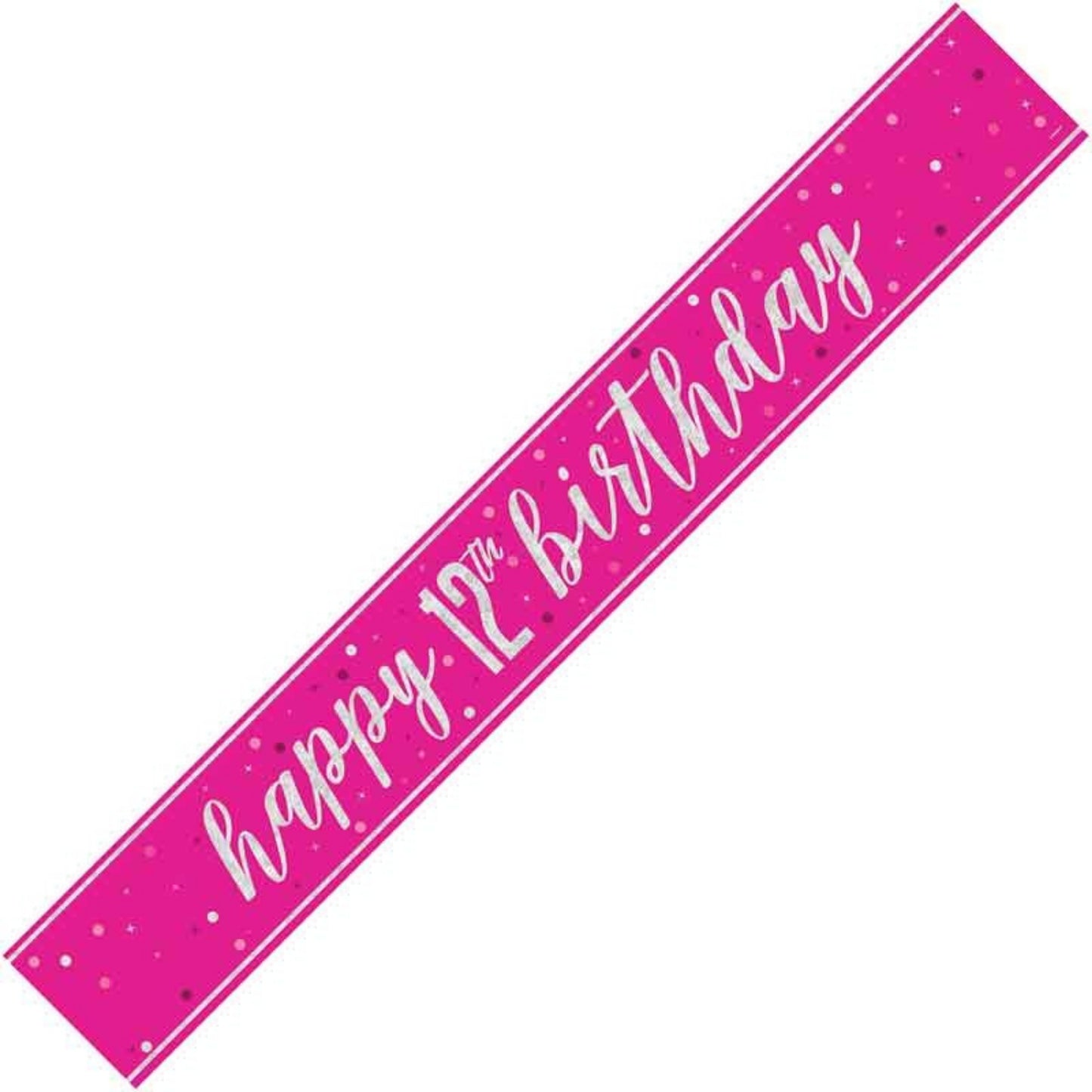9ft / 2.7m GLITZ PINK 12TH BIRTHDAY BANNER