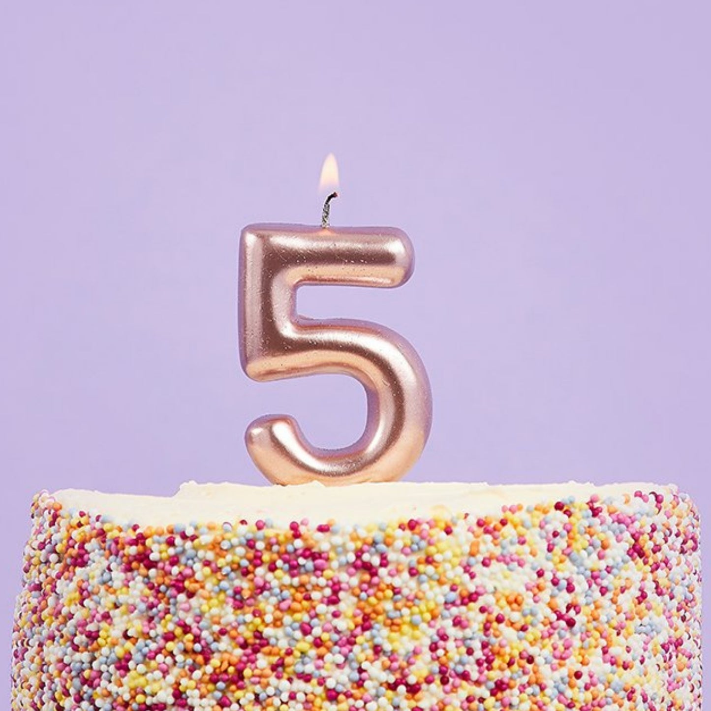 3"/ 8cm ROSE GOLD NUMBER '5' CANDLE