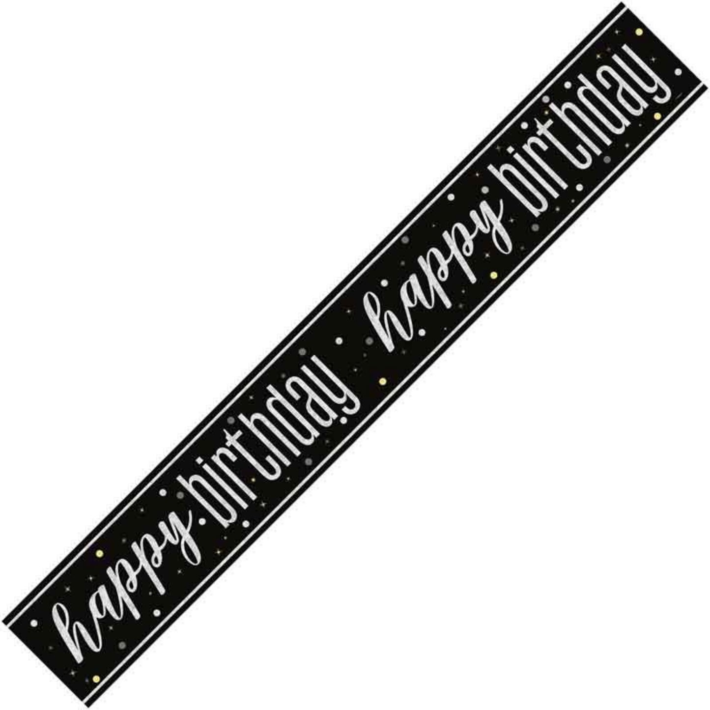9ft / 2.7m GLITZ BLACK HAPPY BIRTHDAY BANNER