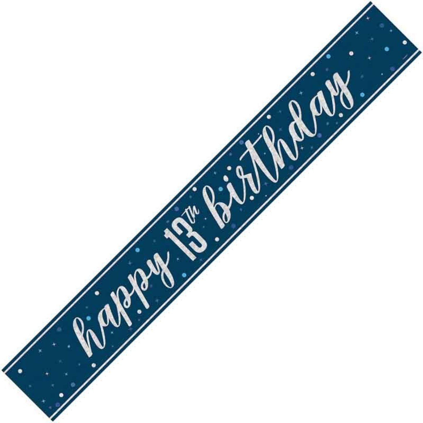 9ft / 2.7m GLITZ BLUE 13TH BIRTHDAY BANNER