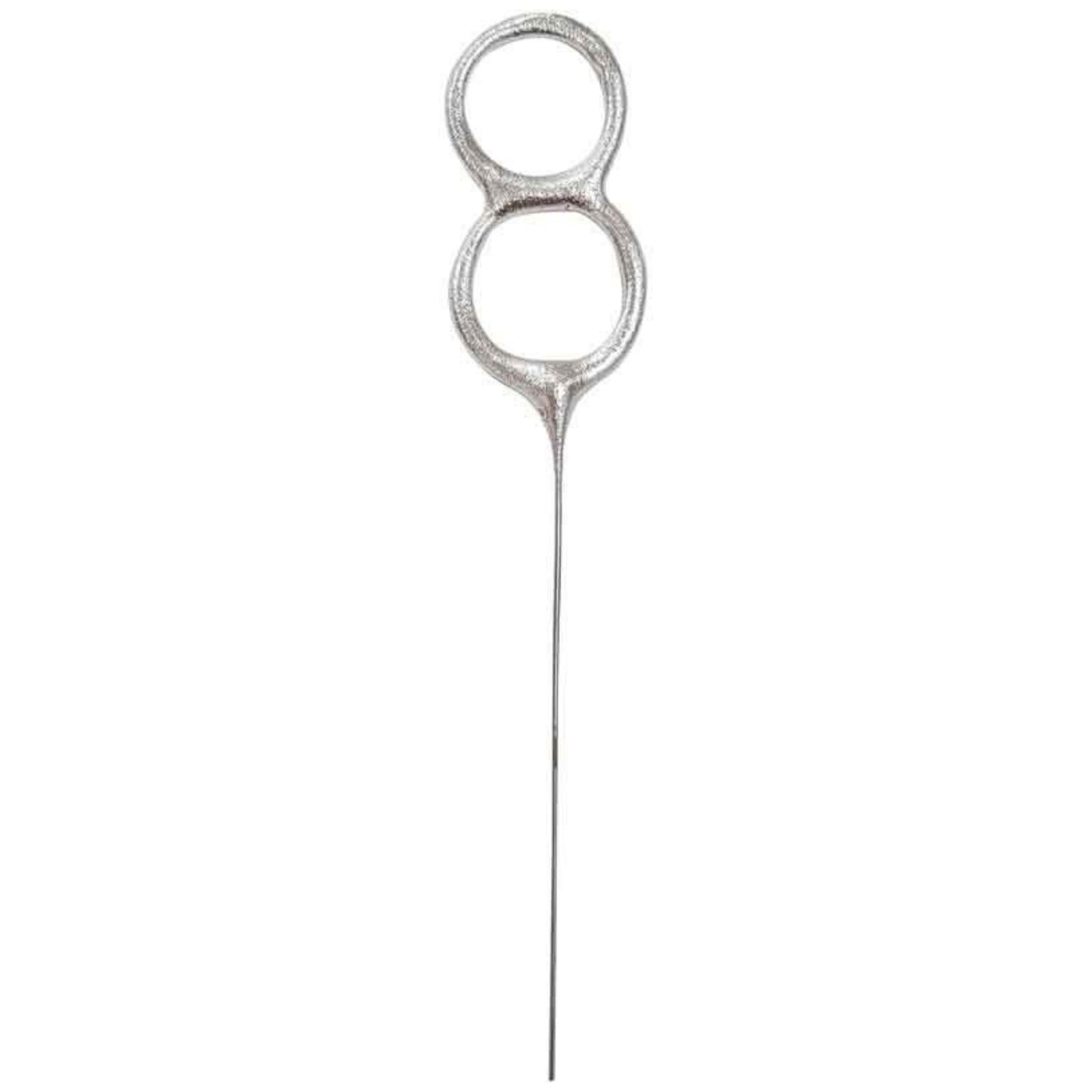 7"/ 18cm NUMERAL 8 SILVER GLITZ SPARKLER CANDLE