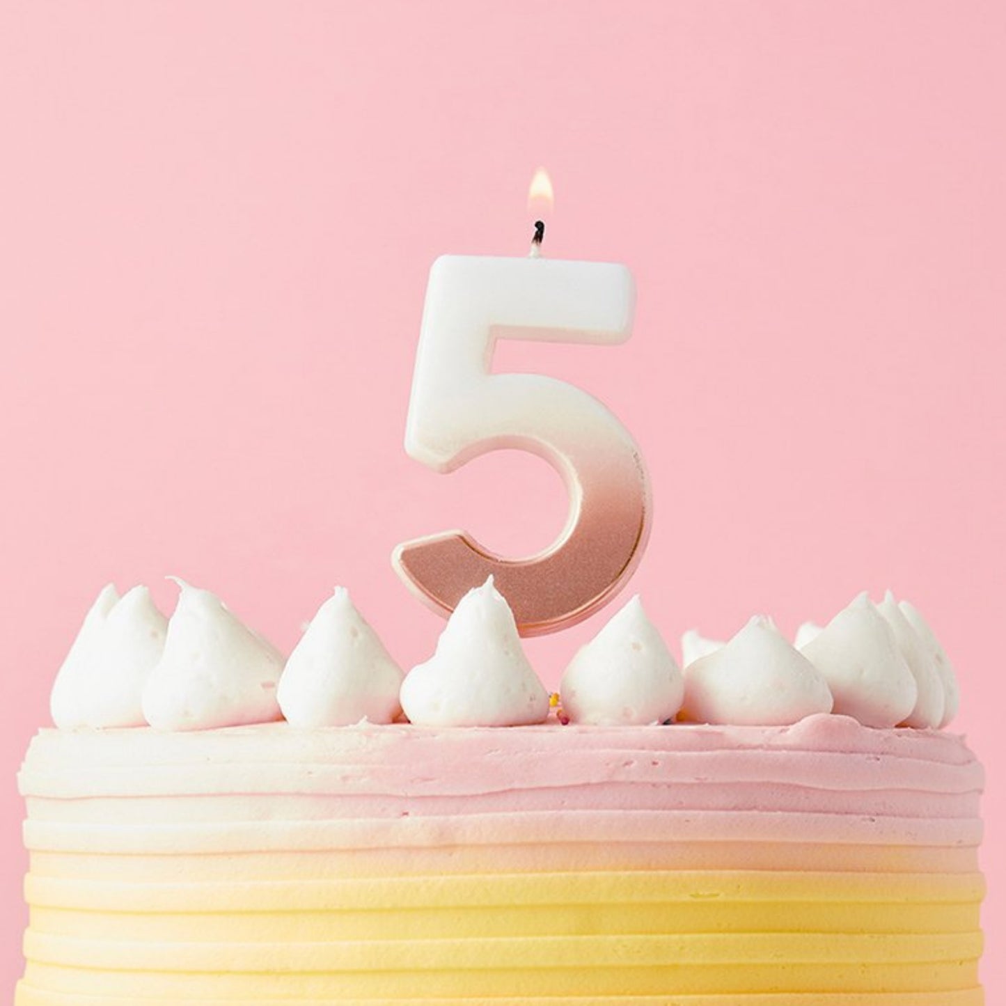 2.4"/ 6.2cm ROSE GOLD OMBRE NUMBER '5' CANDLE