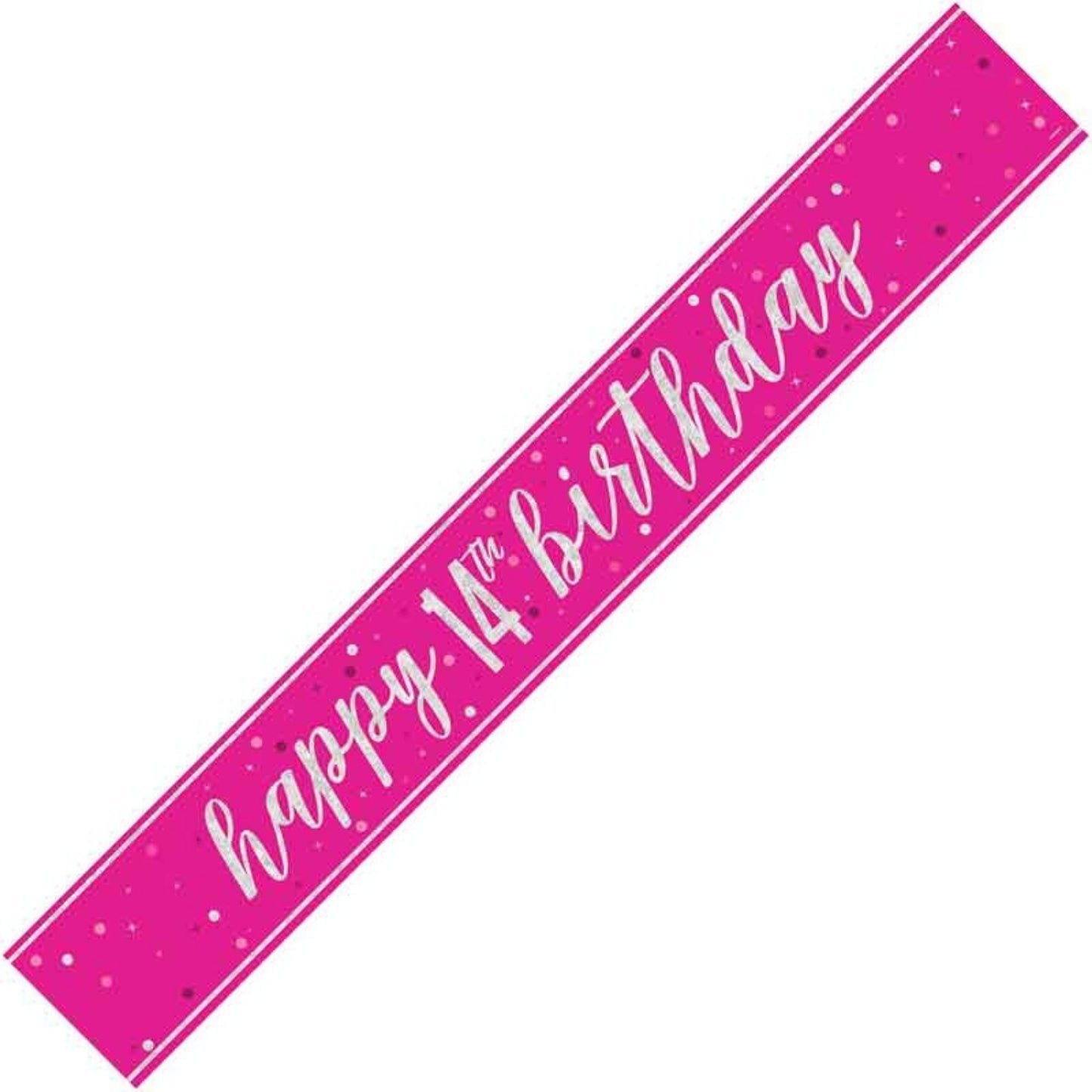 9ft / 2.7m GLITZ PINK 14TH BIRTHDAY BANNER