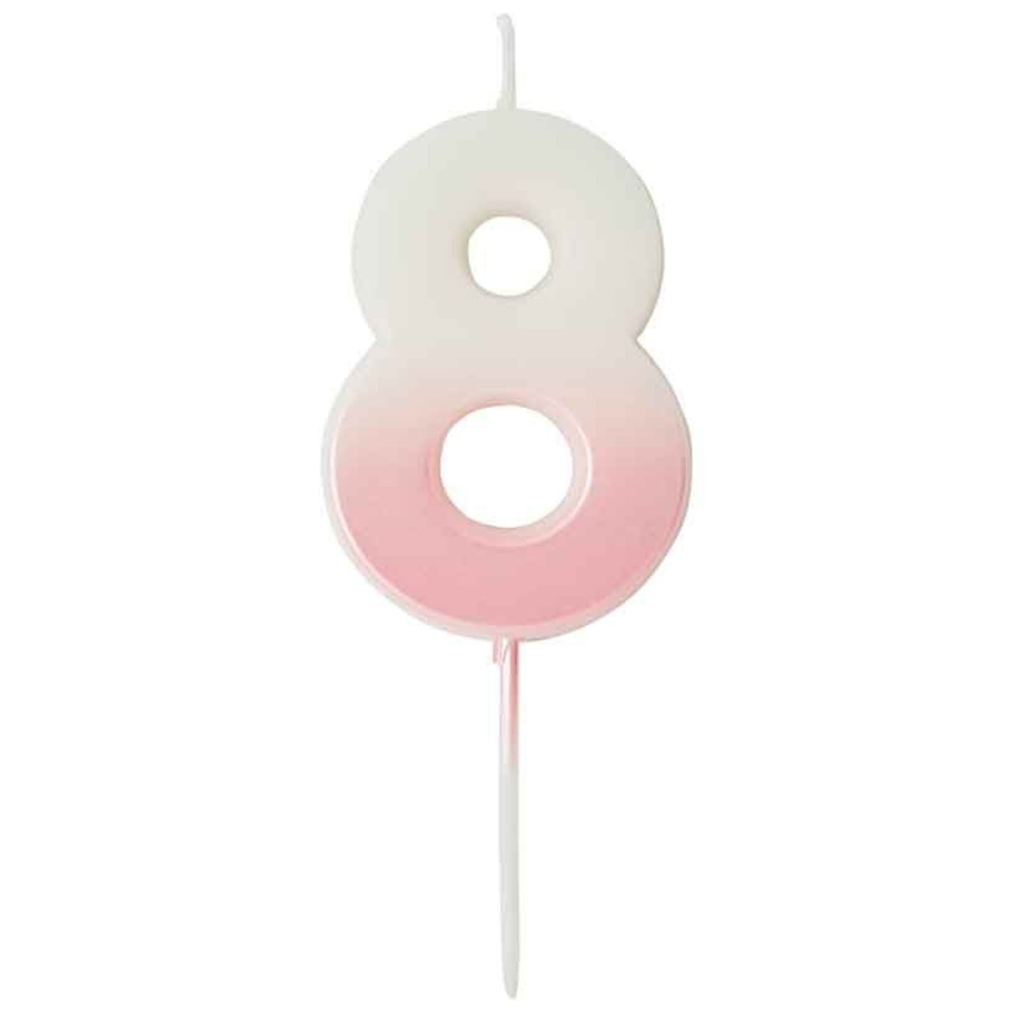 2.4"/ 6.2cm PINK OMBRE NUMBER '8' CANDLE