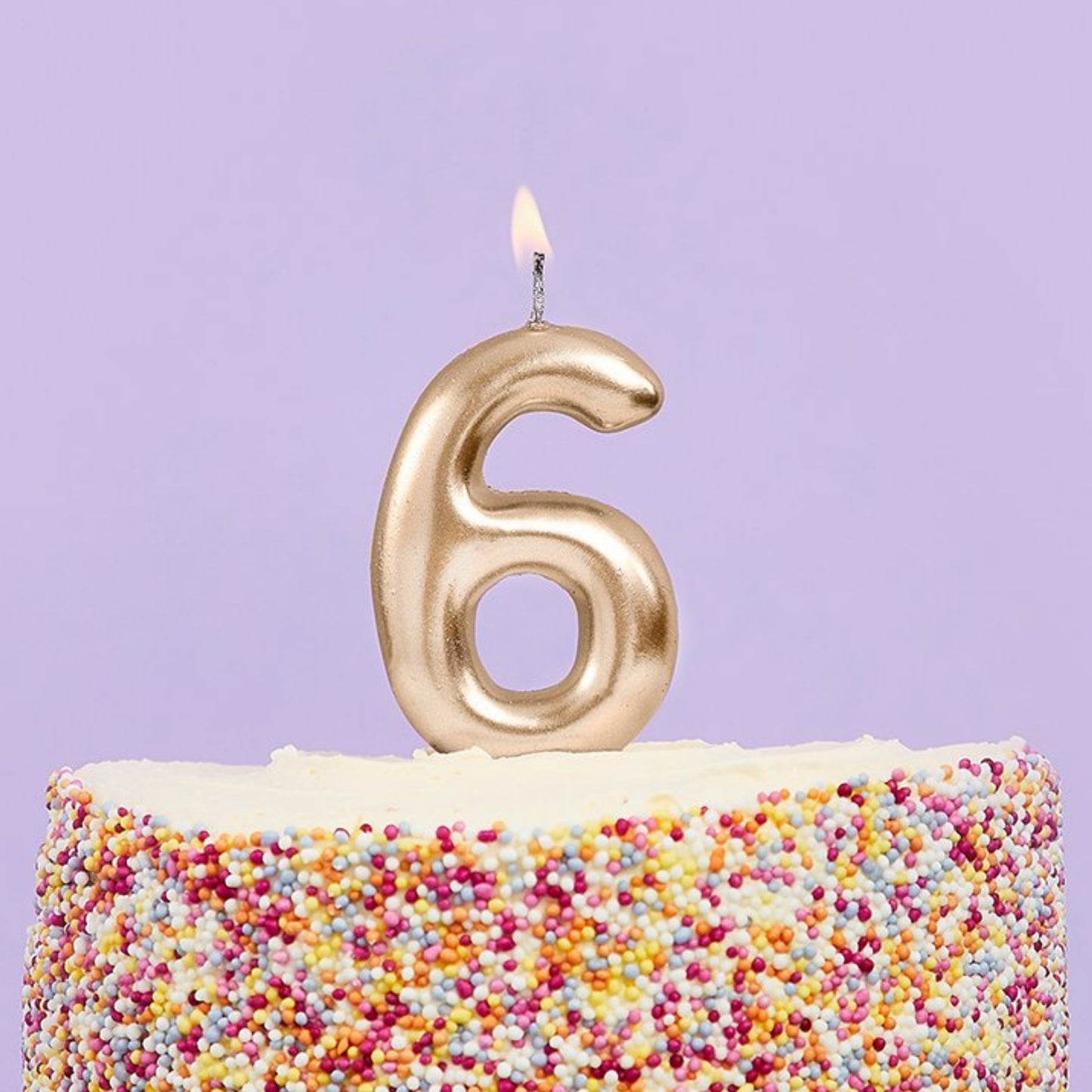 3"/ 8cm GOLD NUMBER '6' CANDLE