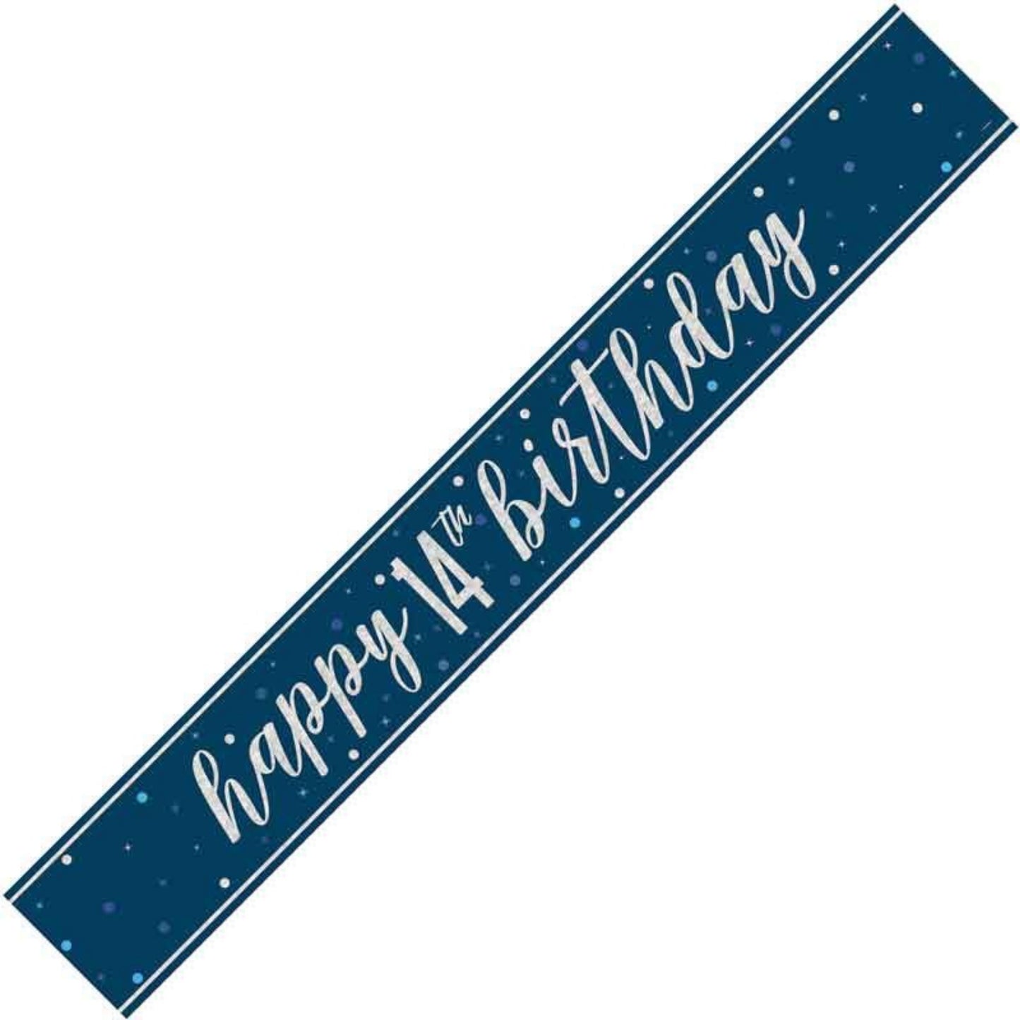 9ft / 2.7m GLITZ BLUE 14TH BIRTHDAY BANNER