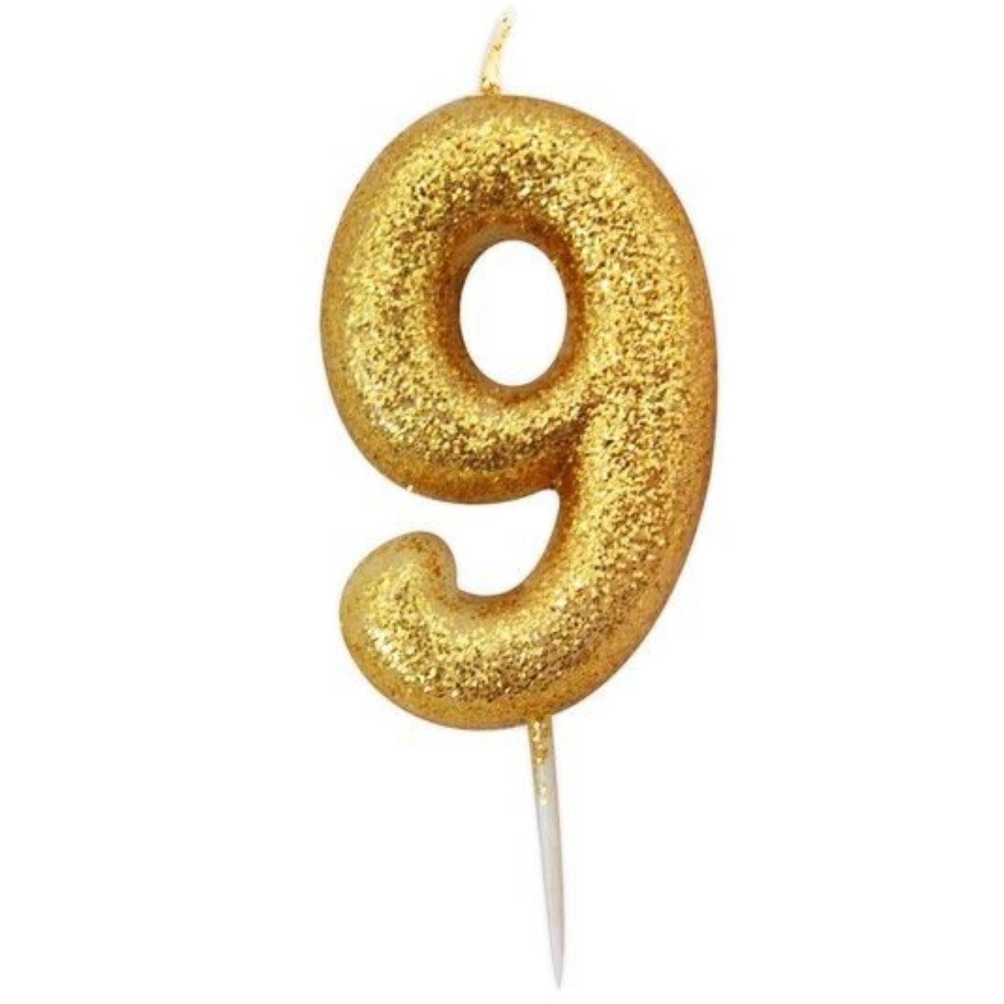 2.8"/ 7cm GOLD NO. 9 GLITTER PICK CANDLE