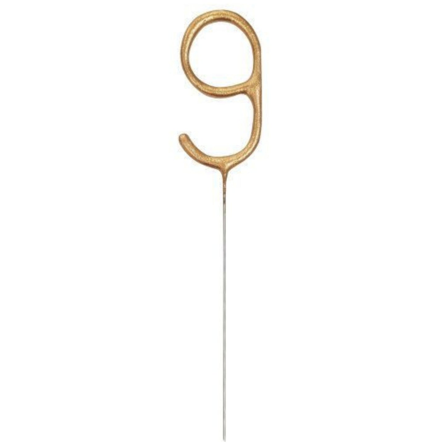 7"/ 18cm NUMERAL 9 GOLD GLITZ SPARKLER CANDLE
