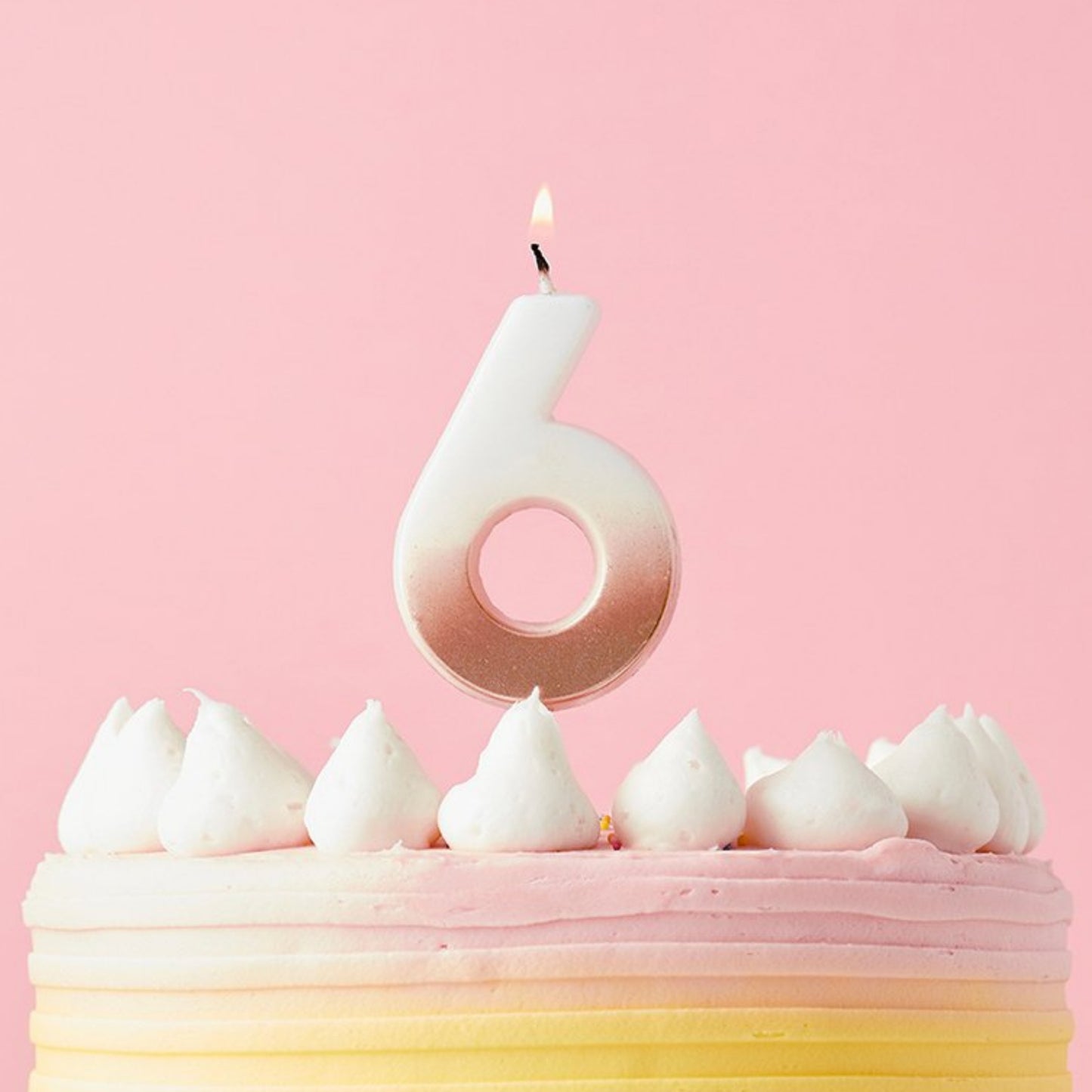 2.4"/ 6.2cm ROSE GOLD OMBRE NUMBER '6' CANDLE