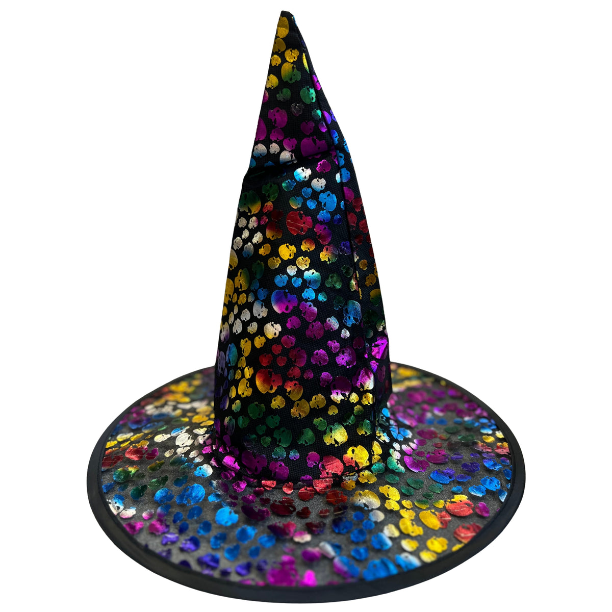 WITCH HAT WITH RAINBOW SKULL PRINT DESIGN
