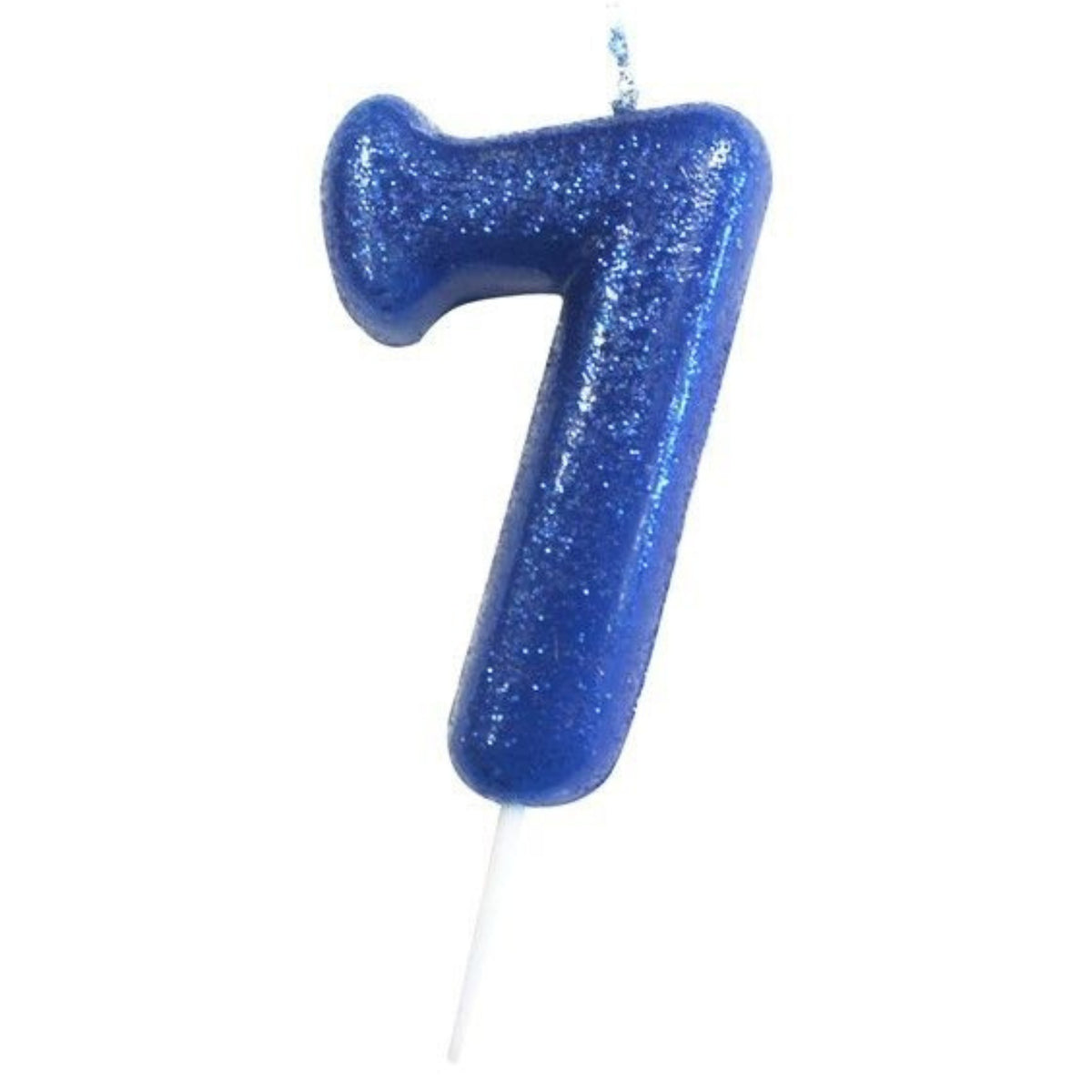2.8"/ 7cm BLUE NO. 7 GLITTER PICK CANDLE