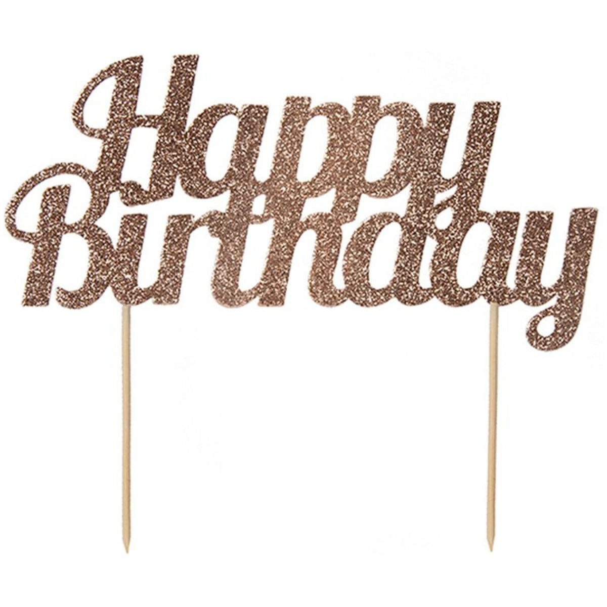 ROSE GOLD GLITTER HAPPY BIRTHDAY CAKE TOPPER