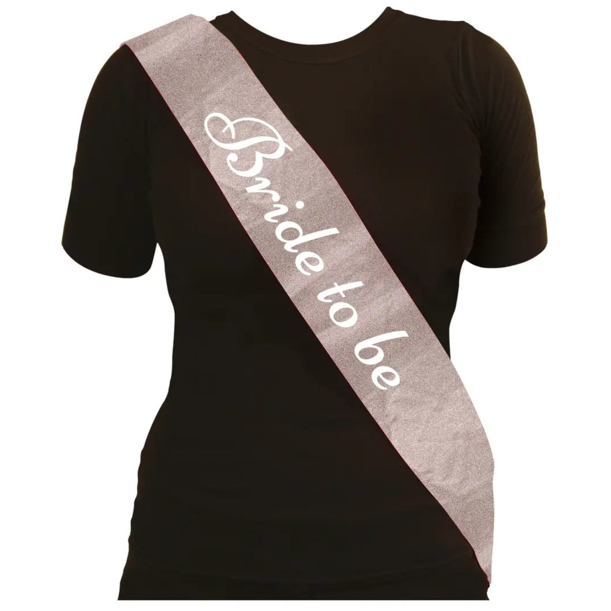 BRIDE-TO-BE GOLD GLITTER SASH WITH WHITE TEXT