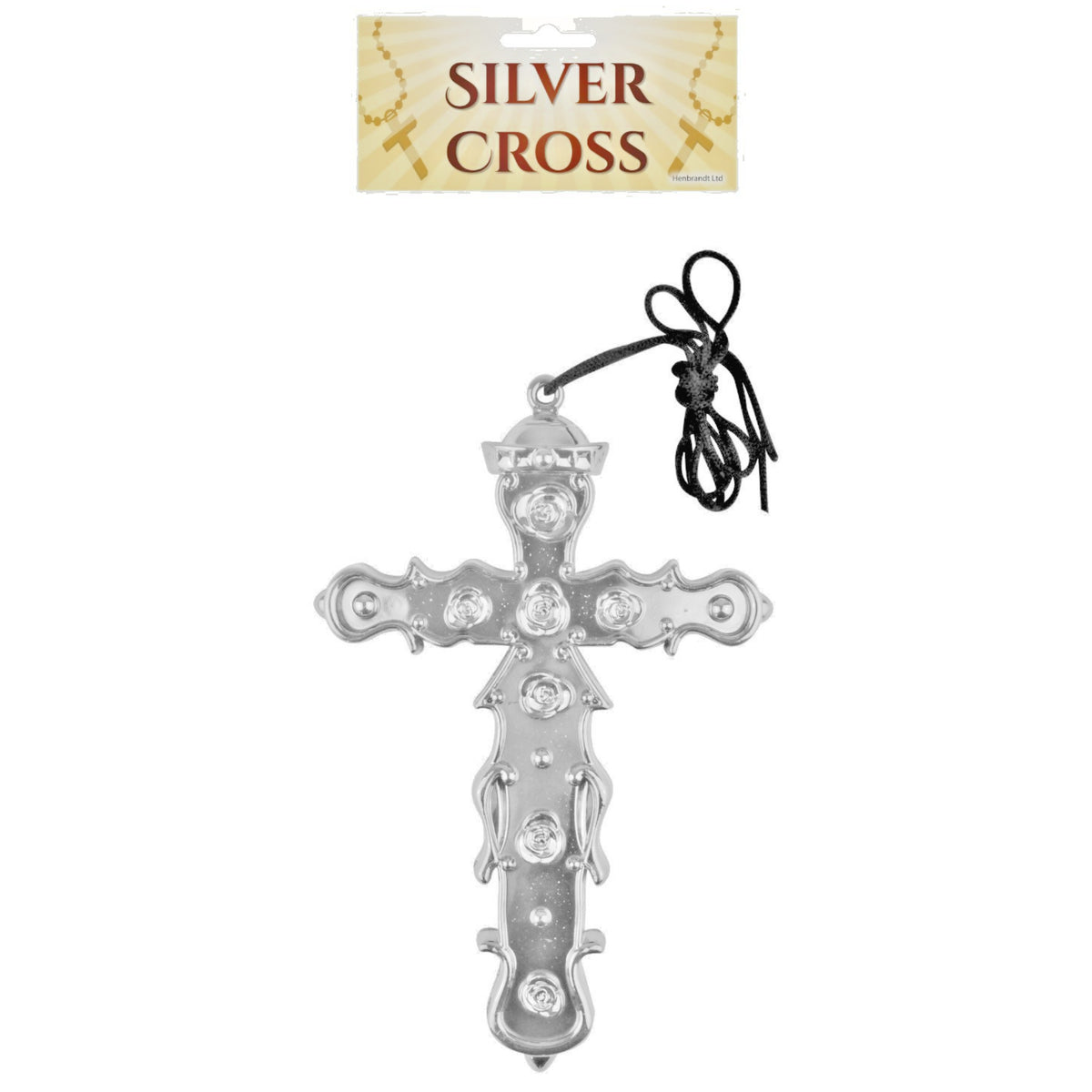 LARGE SILVER CROSS NECKLACE