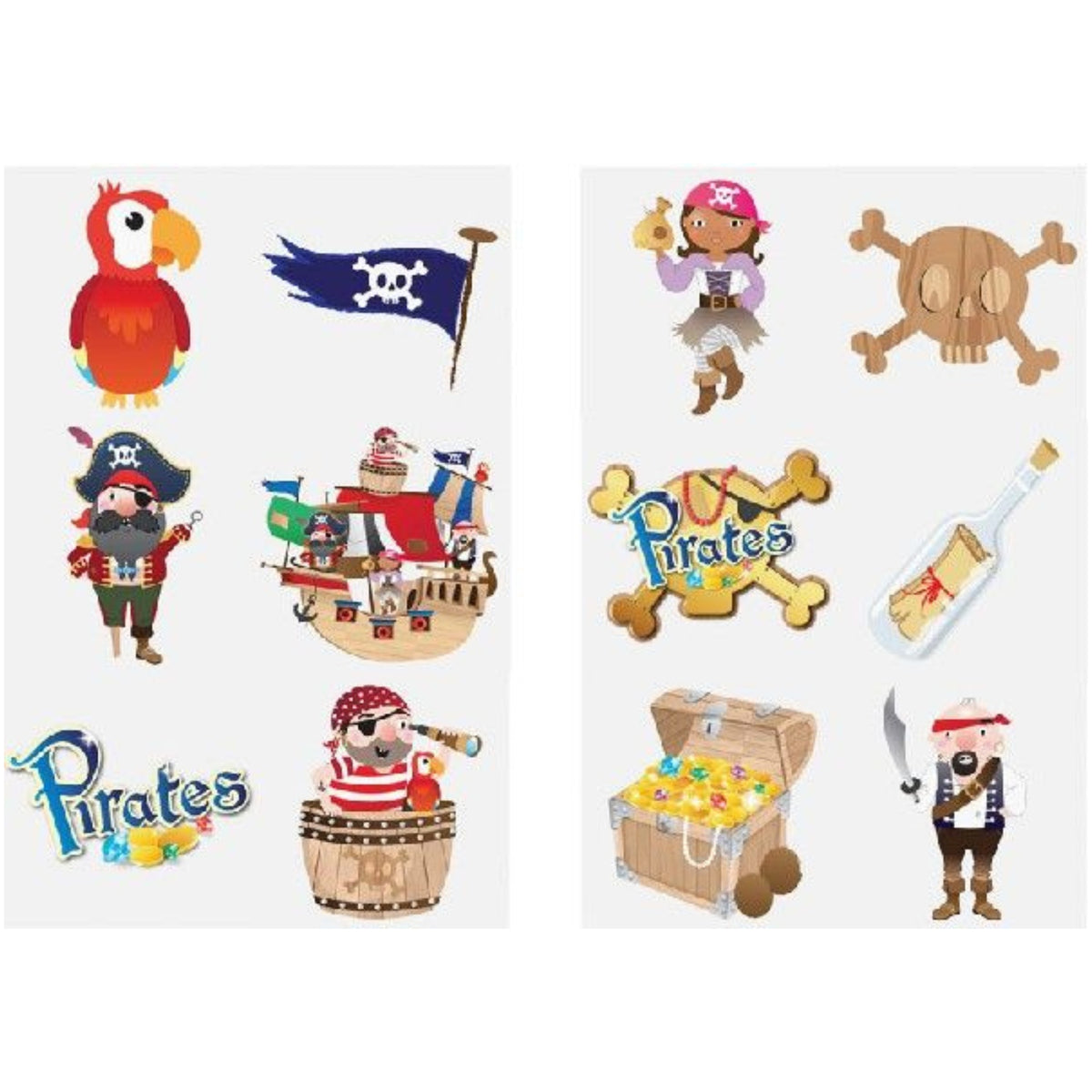 PIRATE MINI TATTOOS (6 PER SHEET - 2 ASSORTED DESIGNS)