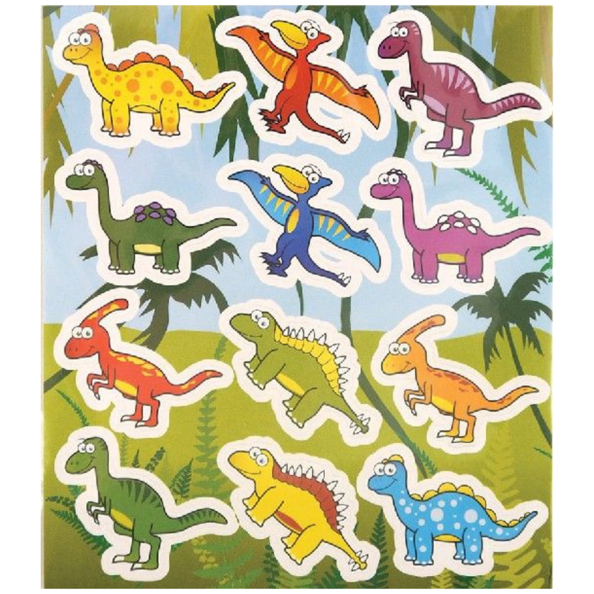 DINOSAUR STICKERS (12cm - 12 PER SHEET)