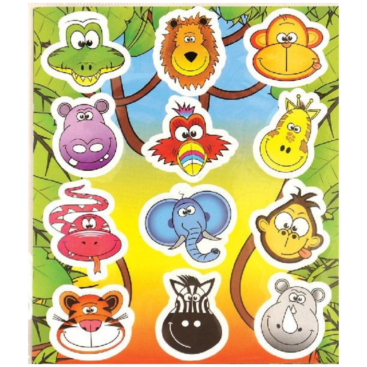 JUNGLE STICKERS (12cm - 12 PER SHEET)