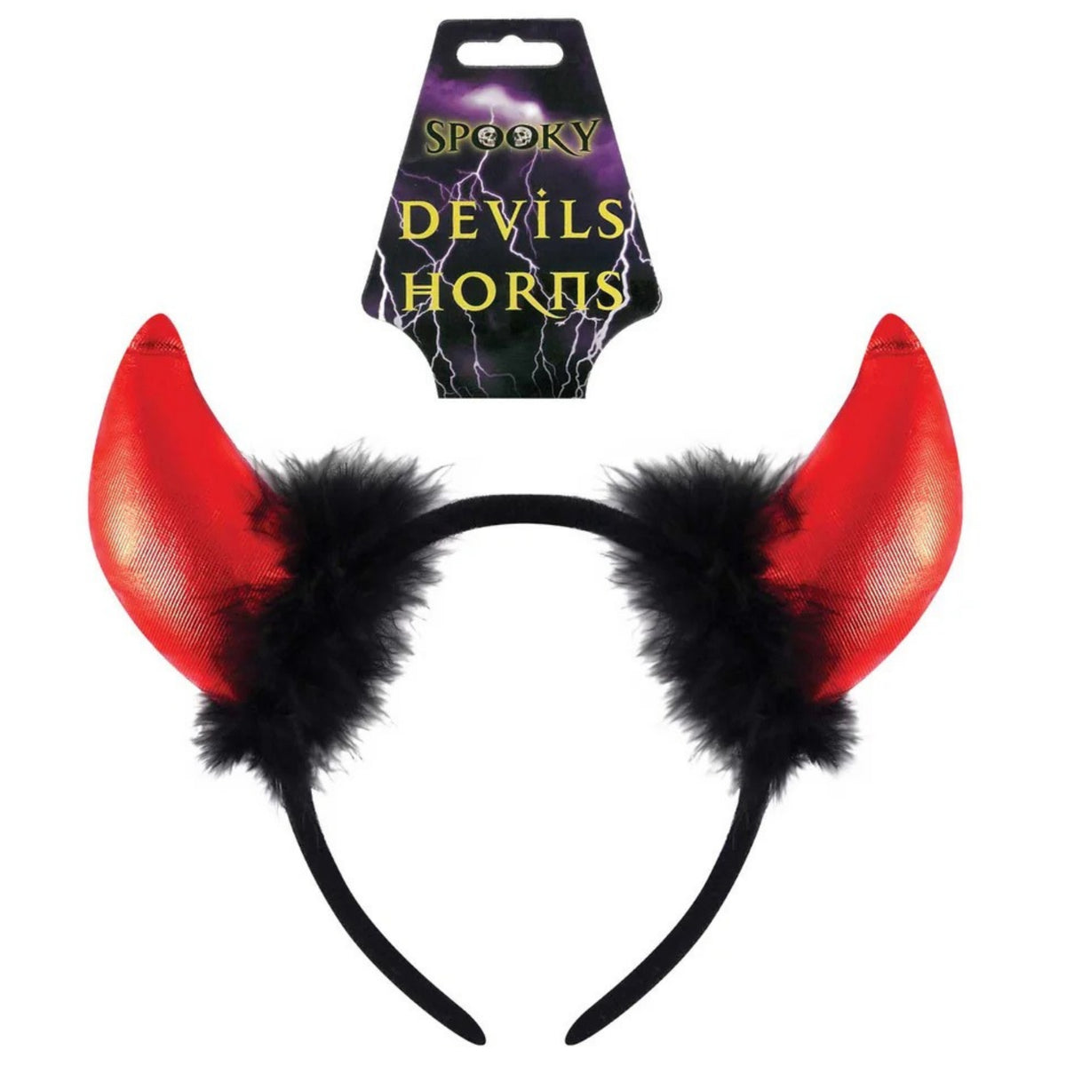DEVIL HORNS WITH FUR HEADBAND