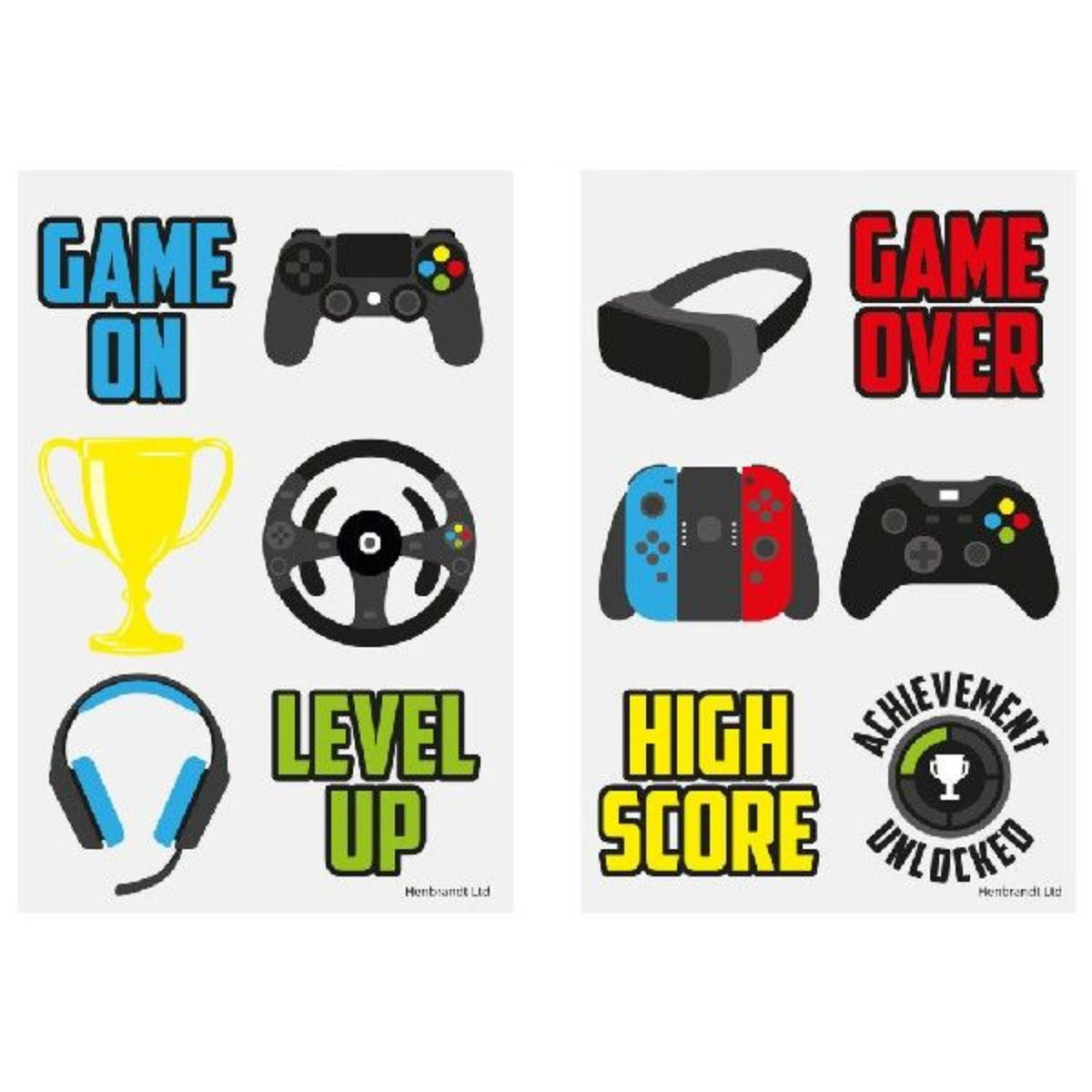 GAMER MINI TATTOOS (6 PER SHEET - 2 ASSORTED DESIGNS)