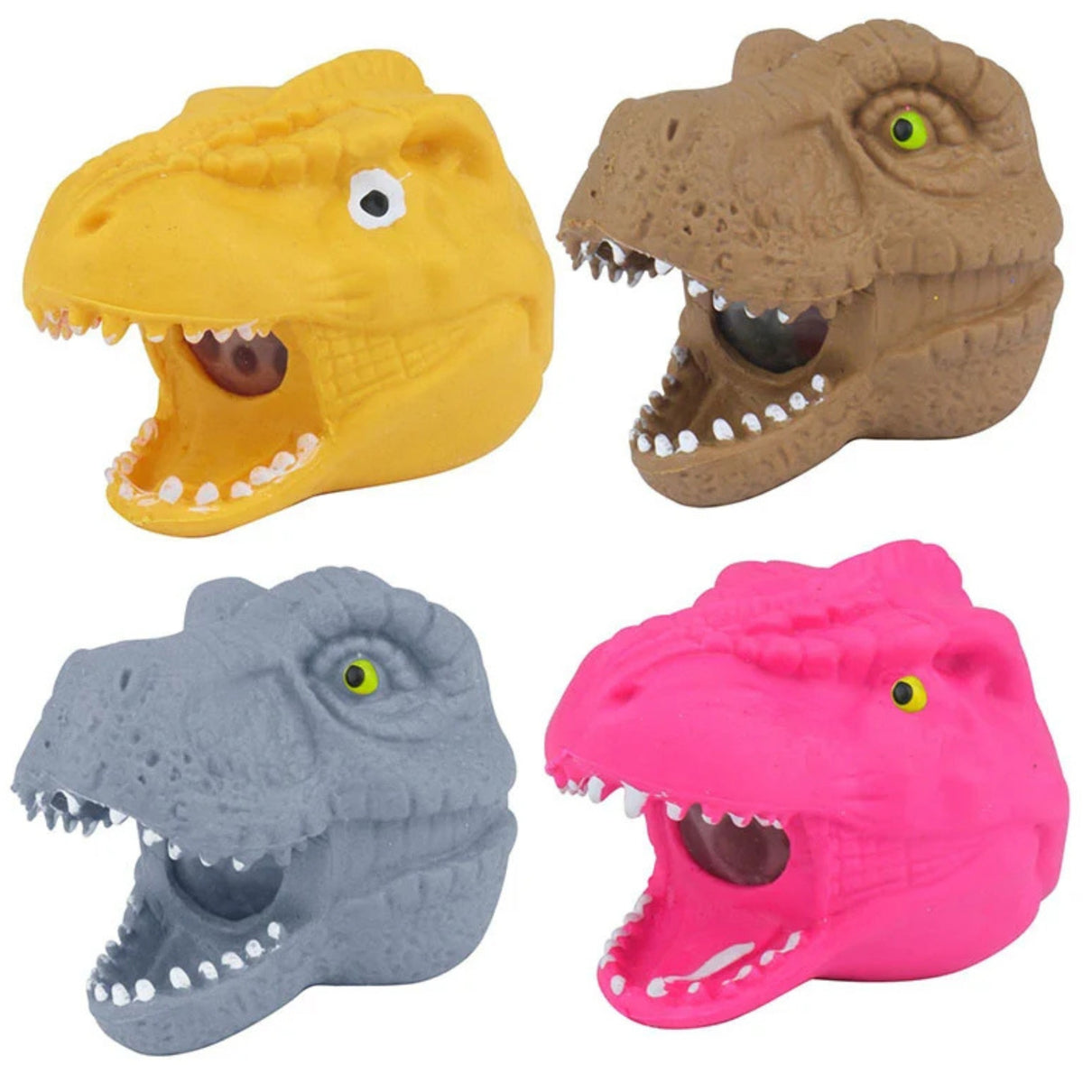 SQUEEZE BEADZ DINOSAUR HEADS (4 ASSORTED COLOURS)