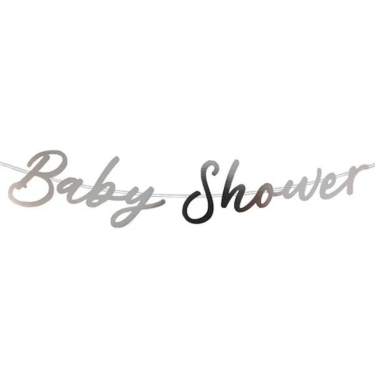 BABY SHOWER SILVER SCRIPT LETTER BANNER (1.5m)