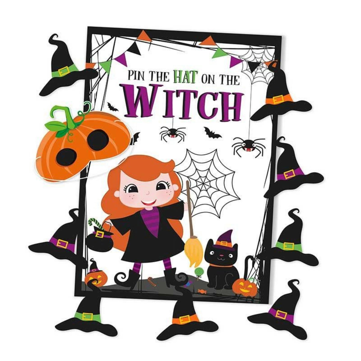 PIN THE HAT ON THE WITCH HALLOWEEN PARTY GAME
