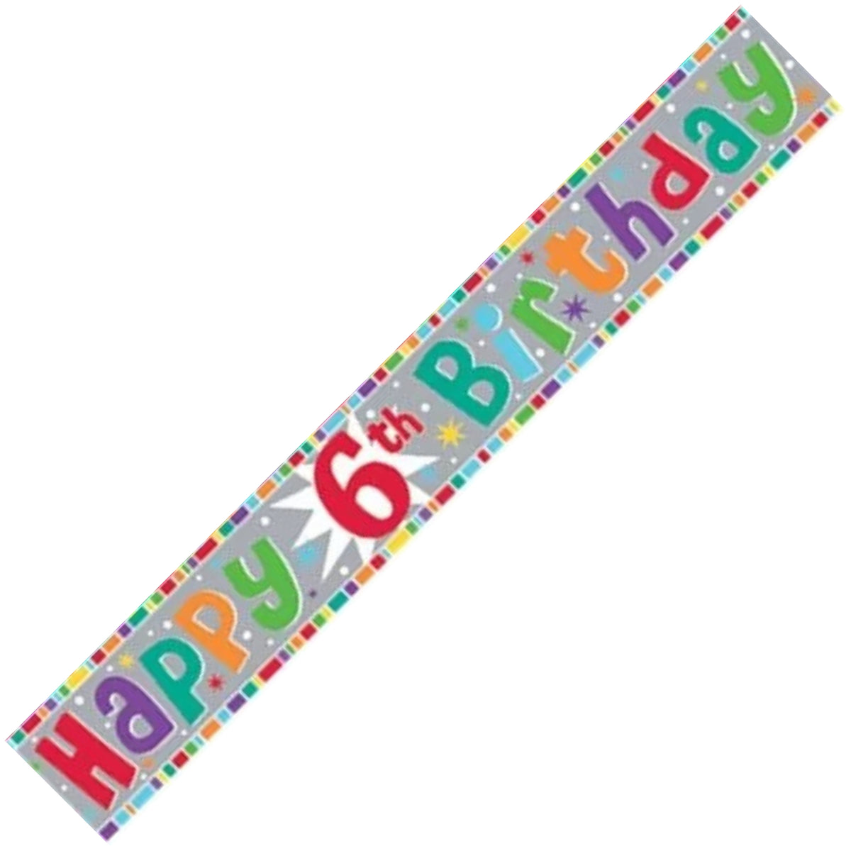 9ft / 2.7m MULTICOLOUR HAPPY 6TH BIRTHDAY BANNER