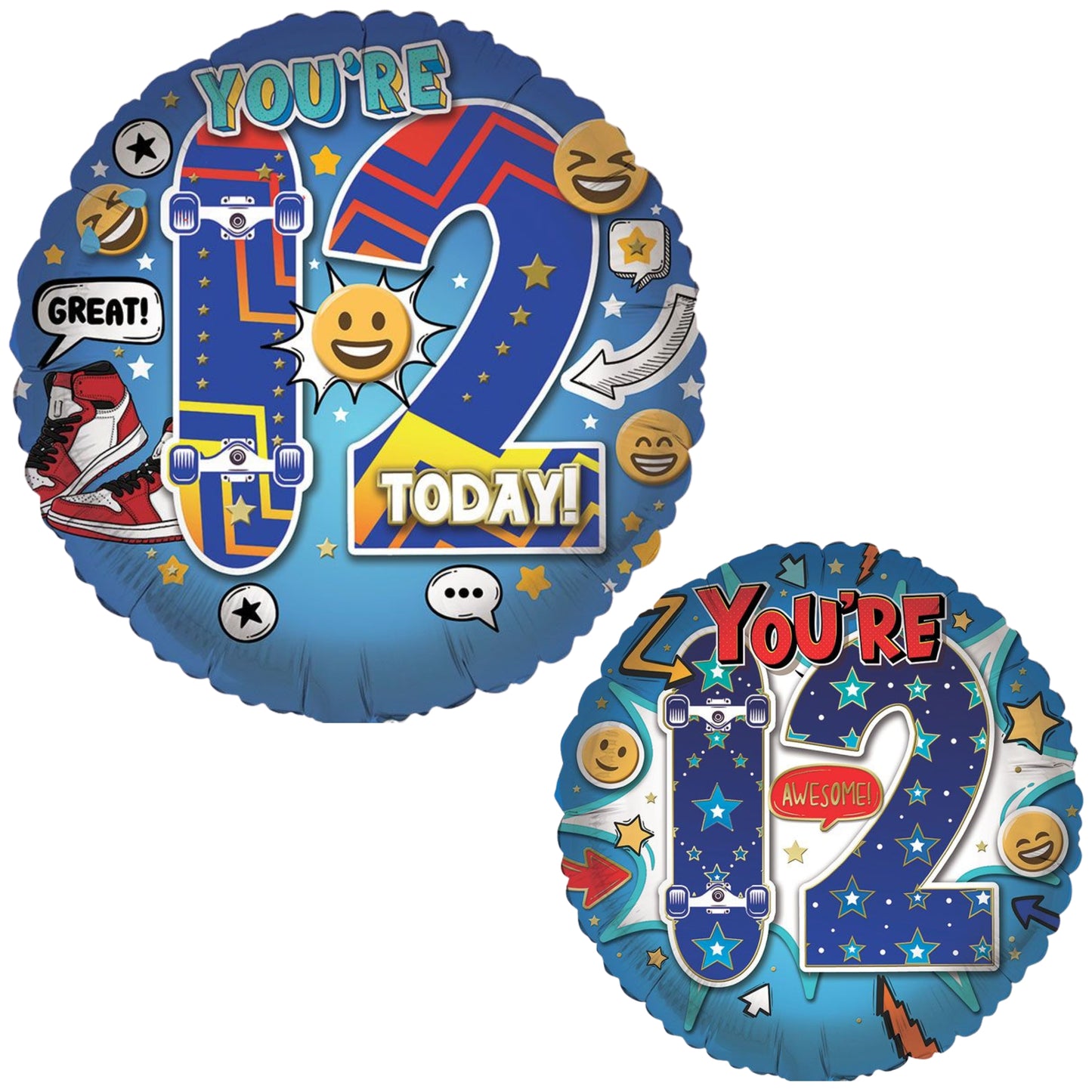 18"/ 46cm AGE 12 MALE DOUBLE-SIDED ROUND FOIL BALLOON