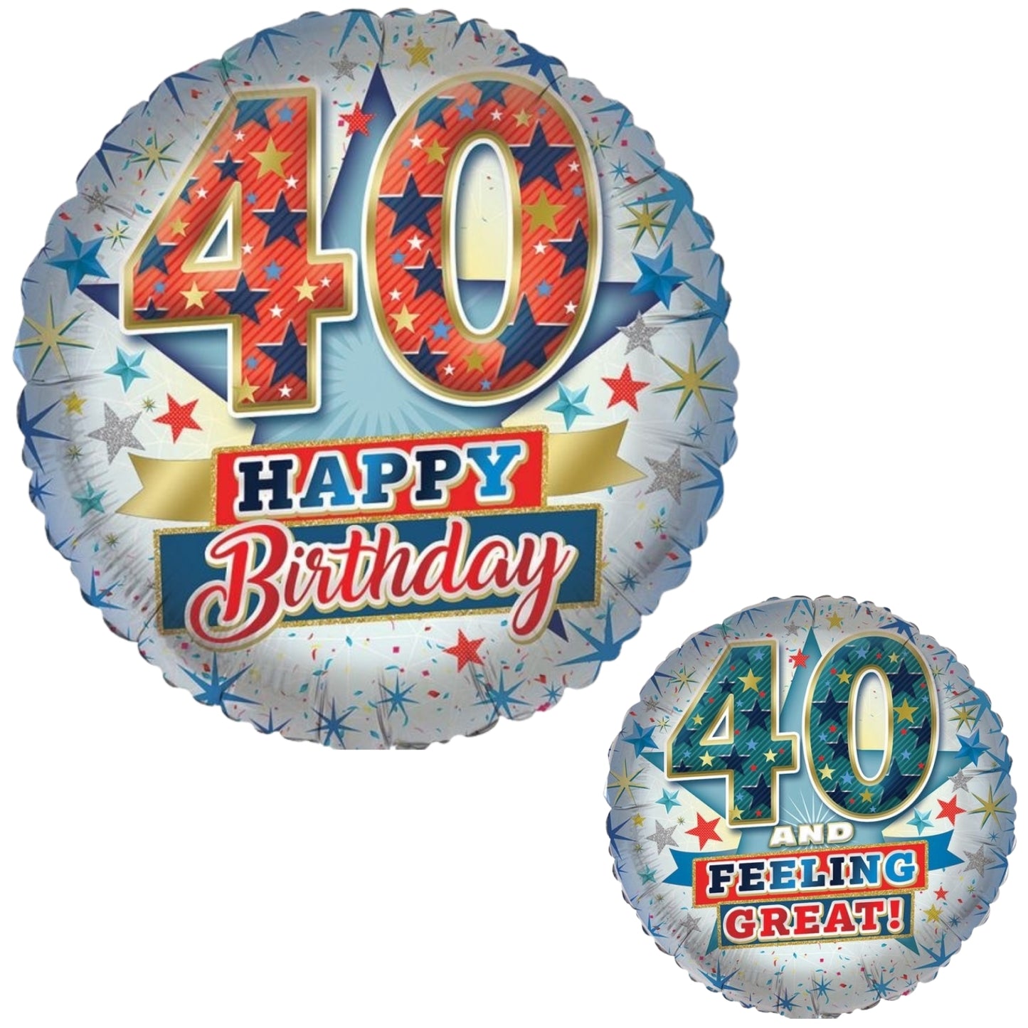 18"/ 46cm HAPPY 40TH BIRTHDAY TO HIM DOUBLE-SIDED ROUND FOIL BALLOON