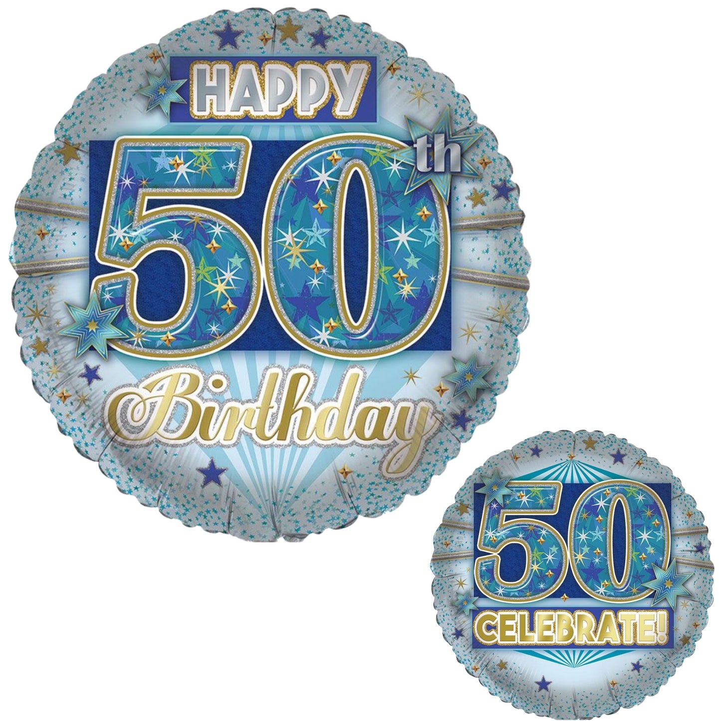 18"/ 46cm HAPPY 50TH BIRTHDAY TO HIM DOUBLE-SIDED ROUND FOIL BALLOON
